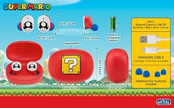 eKids B18 Headphones & Earbuds Mario New