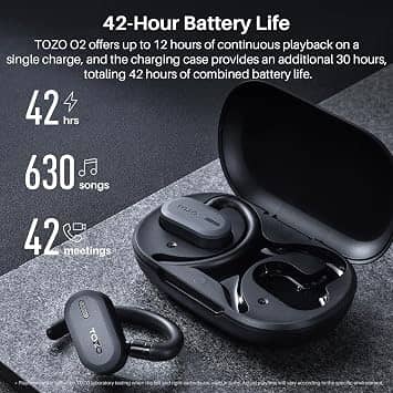 TOZO O2 Headphones & Earbuds Black New