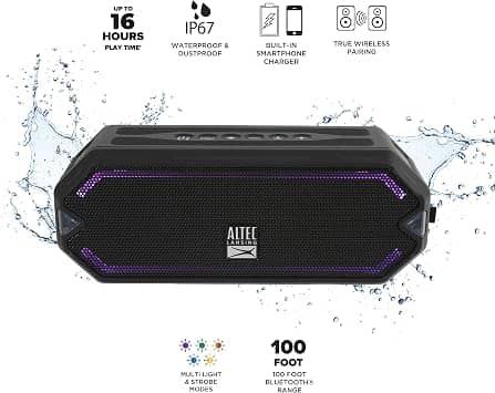 Altec Lansing HydraJolt Portable Bluetooth Speakers Black New