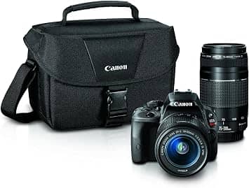 Canon SL1 Digital Cameras Black New 18-55mm + 75-300mm Dual Kit