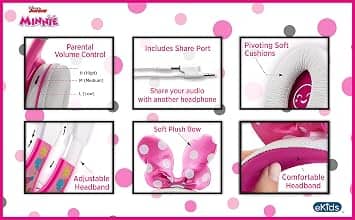 eKids SM-140.EXV6 Headphones & Earbuds Minnie Mouse New