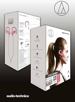 Audio-Technica ATH-SPORT50BTBK Headphones & Earbuds Pink New