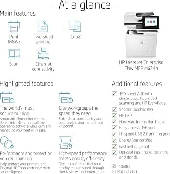 HP LaserJet Enterprise MFP M634 Printers Used - Good