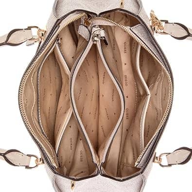 Guess Noelle Top Handle Women's bags Small Gold Saffiano Faux Leather New