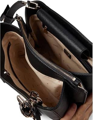 Guess Noelle Top Handle Women's bags Small Gold Saffiano Faux Leather New