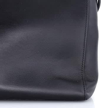 Fendi Dotcom Top Handle Women's bags Black Whipstitch Leather New