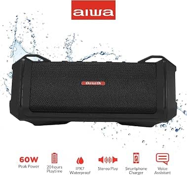 Aiwa Exos-3 Portable Bluetooth Speakers Black New