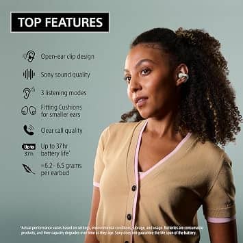 Sony LinkBuds Clip Headphones & Earbuds Black New