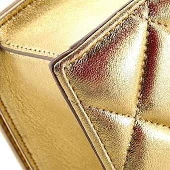 Alexander McQueen Jewelled Satchel Women's bags Medium Gold Quilted Leather New