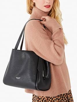 Kate Spade Knott Shoulder Bag Women's bags Large Black Pebbled Leather New