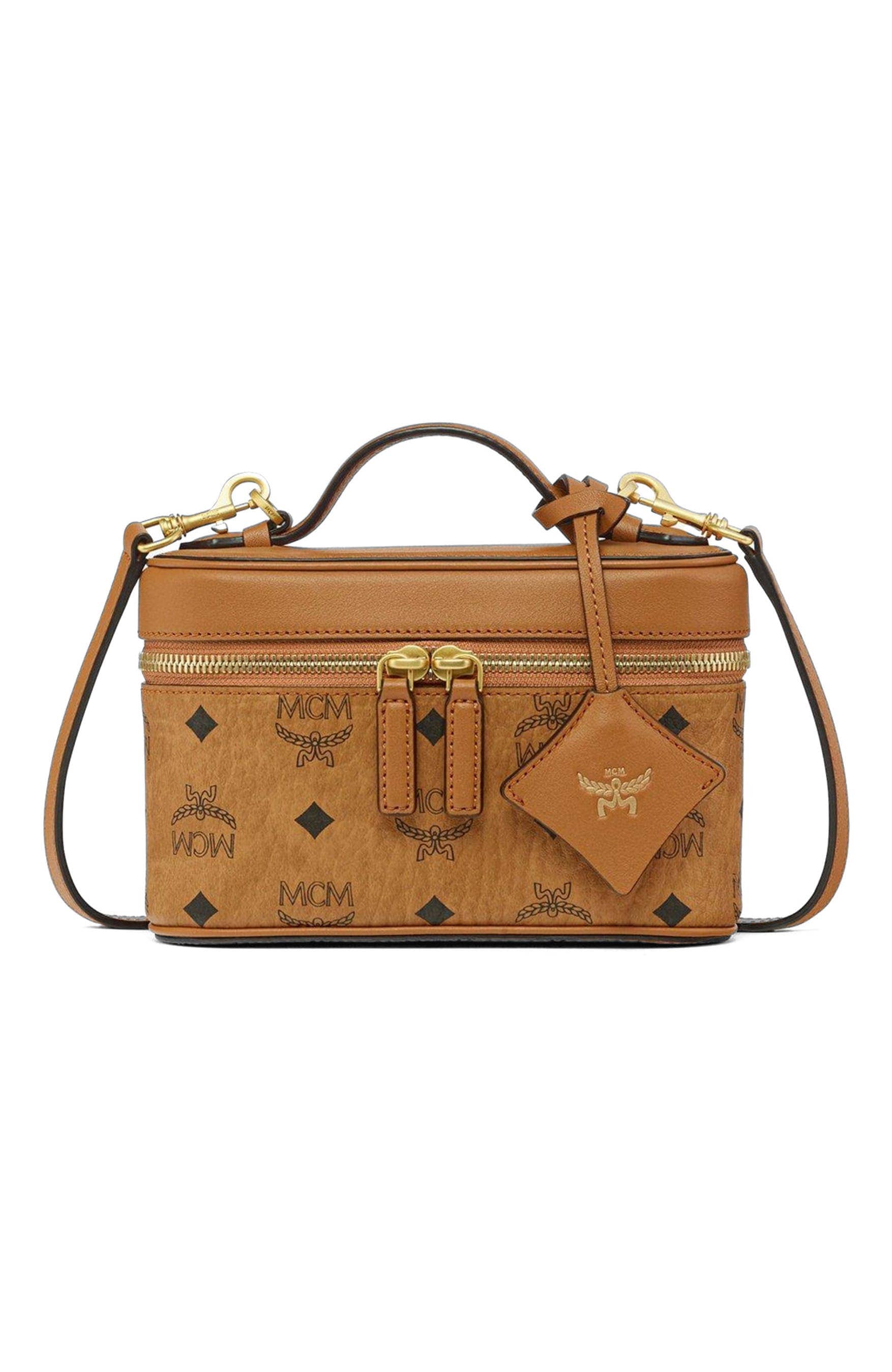 MCM Aren Top Handle Women's bags Unspecified Cognac Visetos Leather Mix New