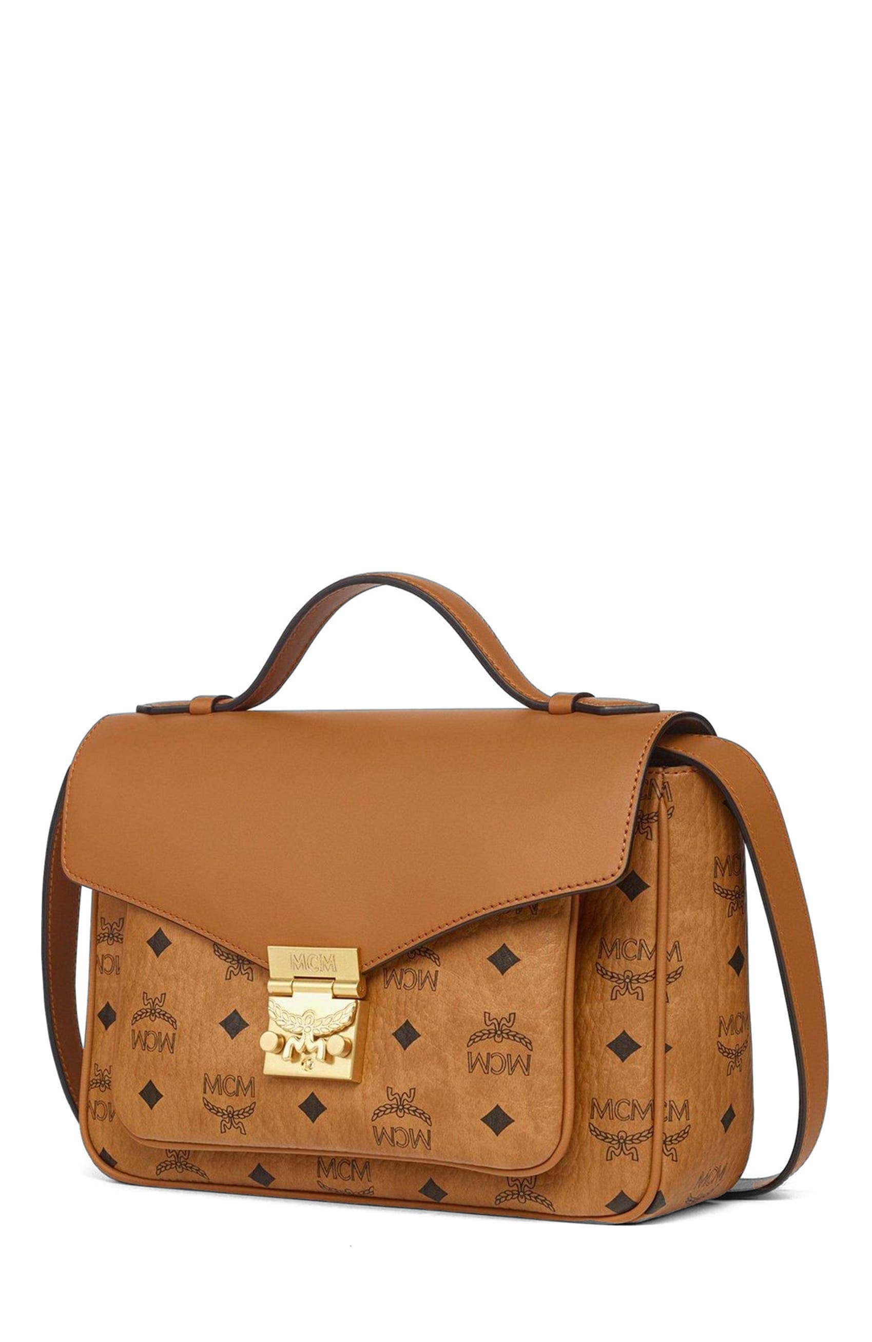 MCM Tracy Top Handle Women's bags Small Cognac Visetos New