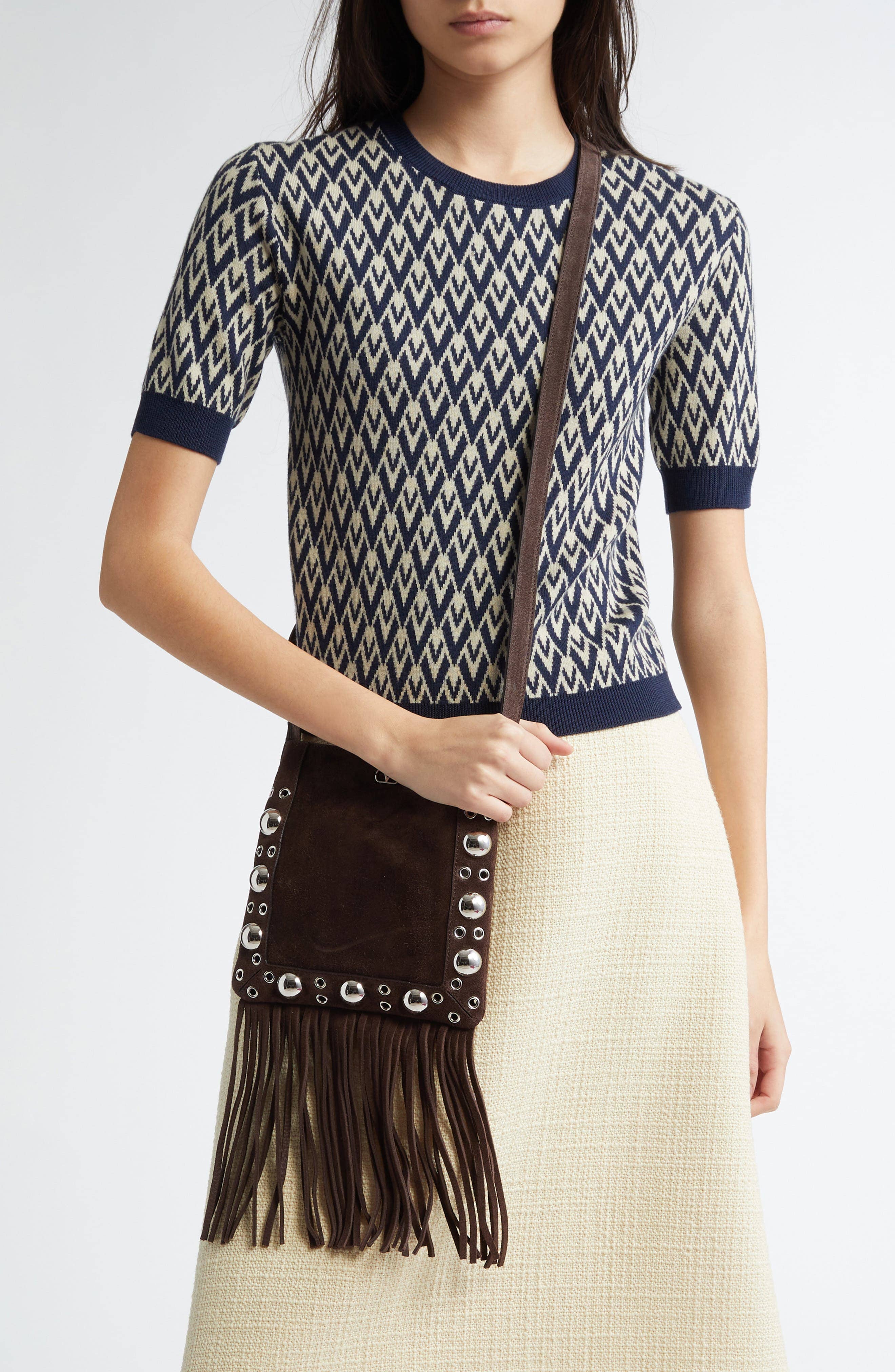 Valentino Garavani Nellcôte Crossbody Women's bags Unspecified Embroidered / Mirror-Mosaic Suede New