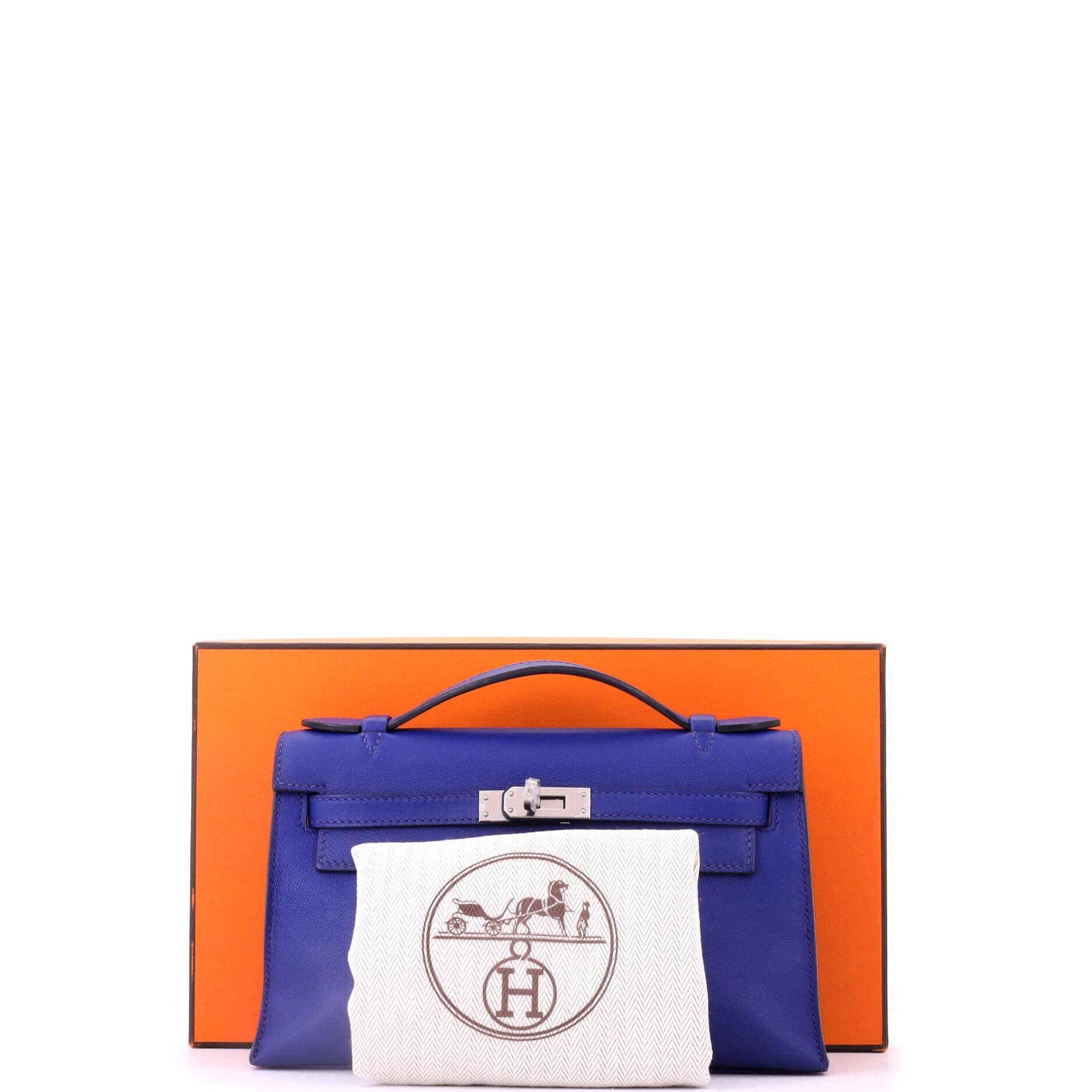 Hermès Kelly Pochette Women's bags Bleu Nuit Swift Palladium New