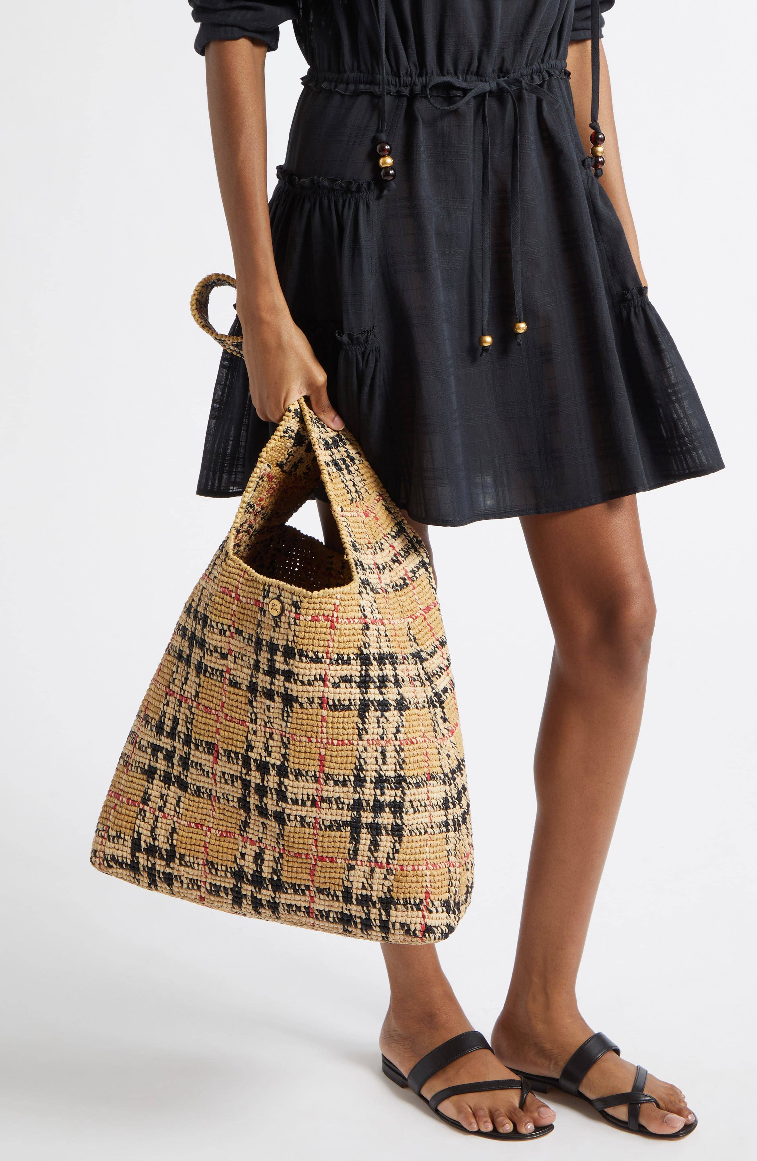 Burberry Margate Women's bags Small Tote Pink Raffia New