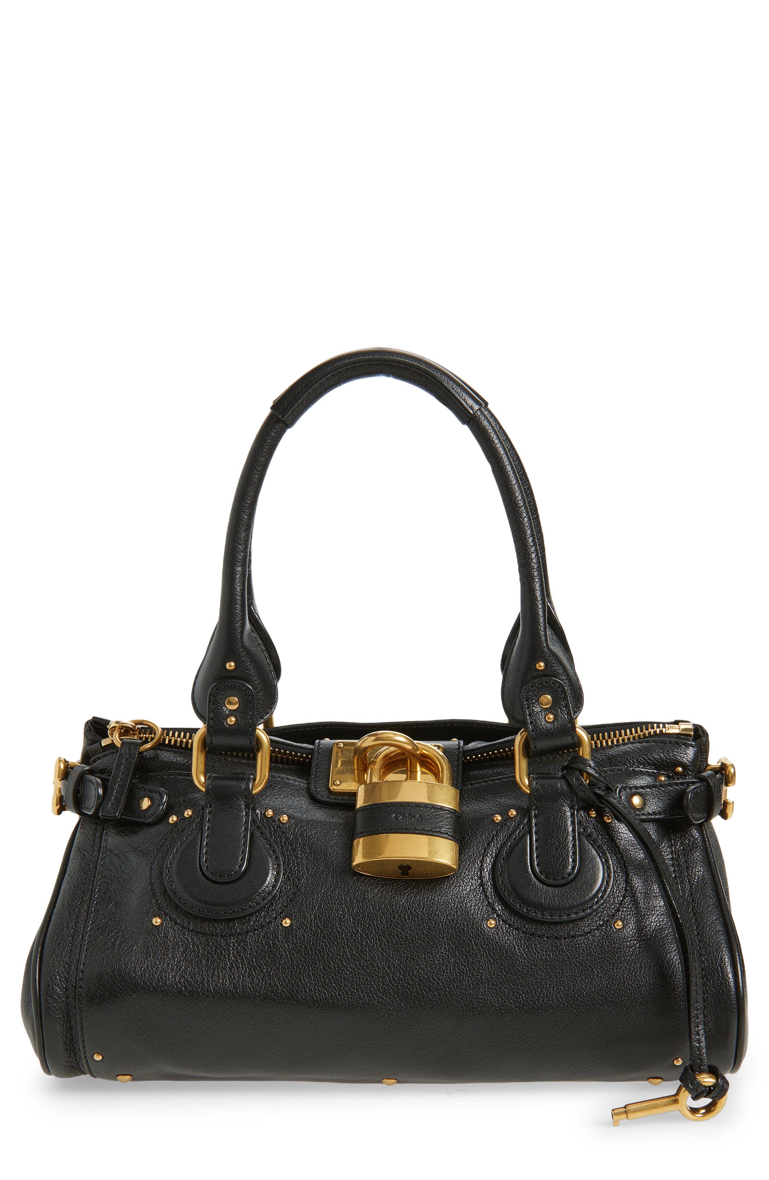Chloé Paddington Shoulder Bag Women's bags Black Grained Leather New
