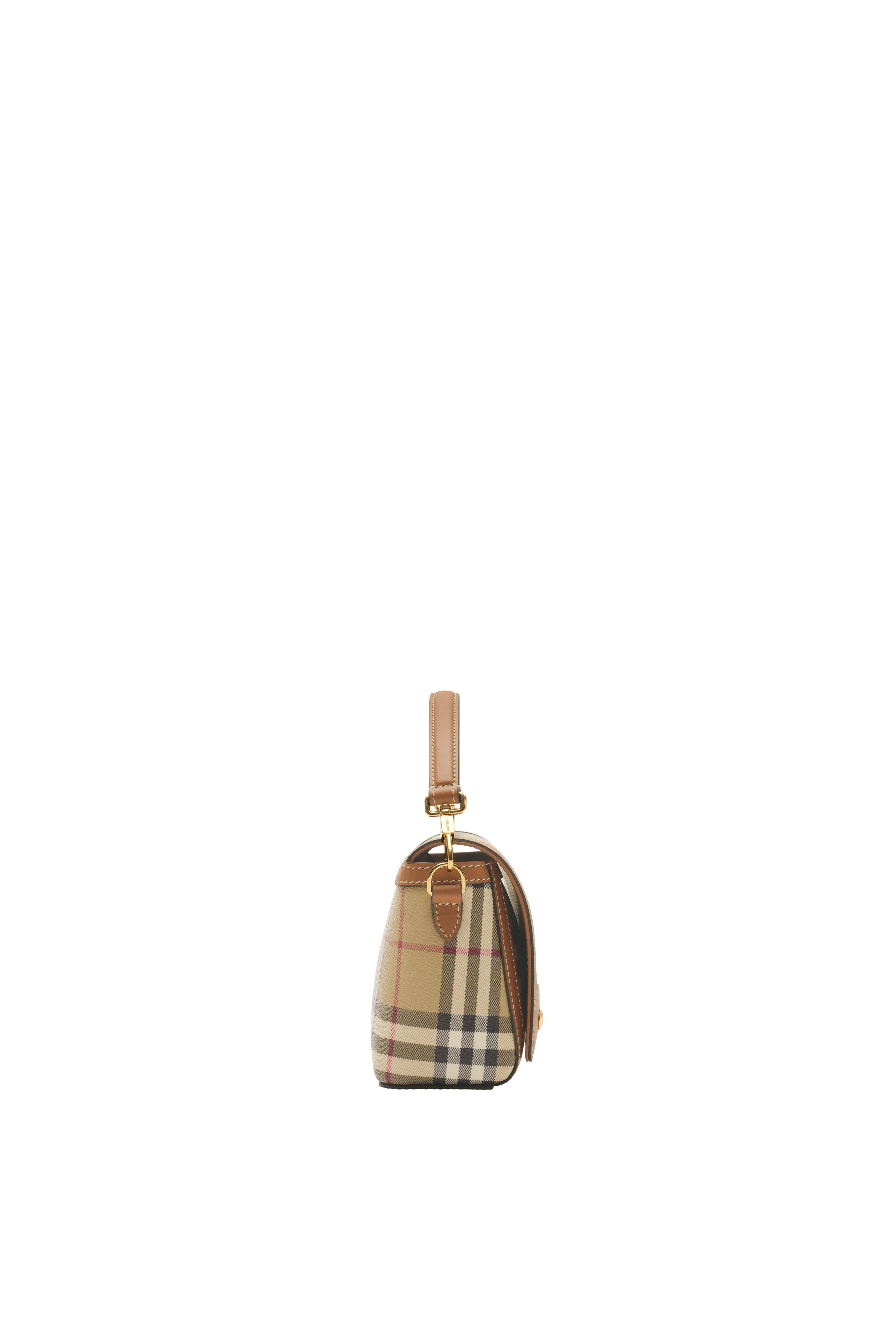 Burberry Note Top Handle Women's bags Small Brown Burberry Check Coated Canvas / Leather Trim New