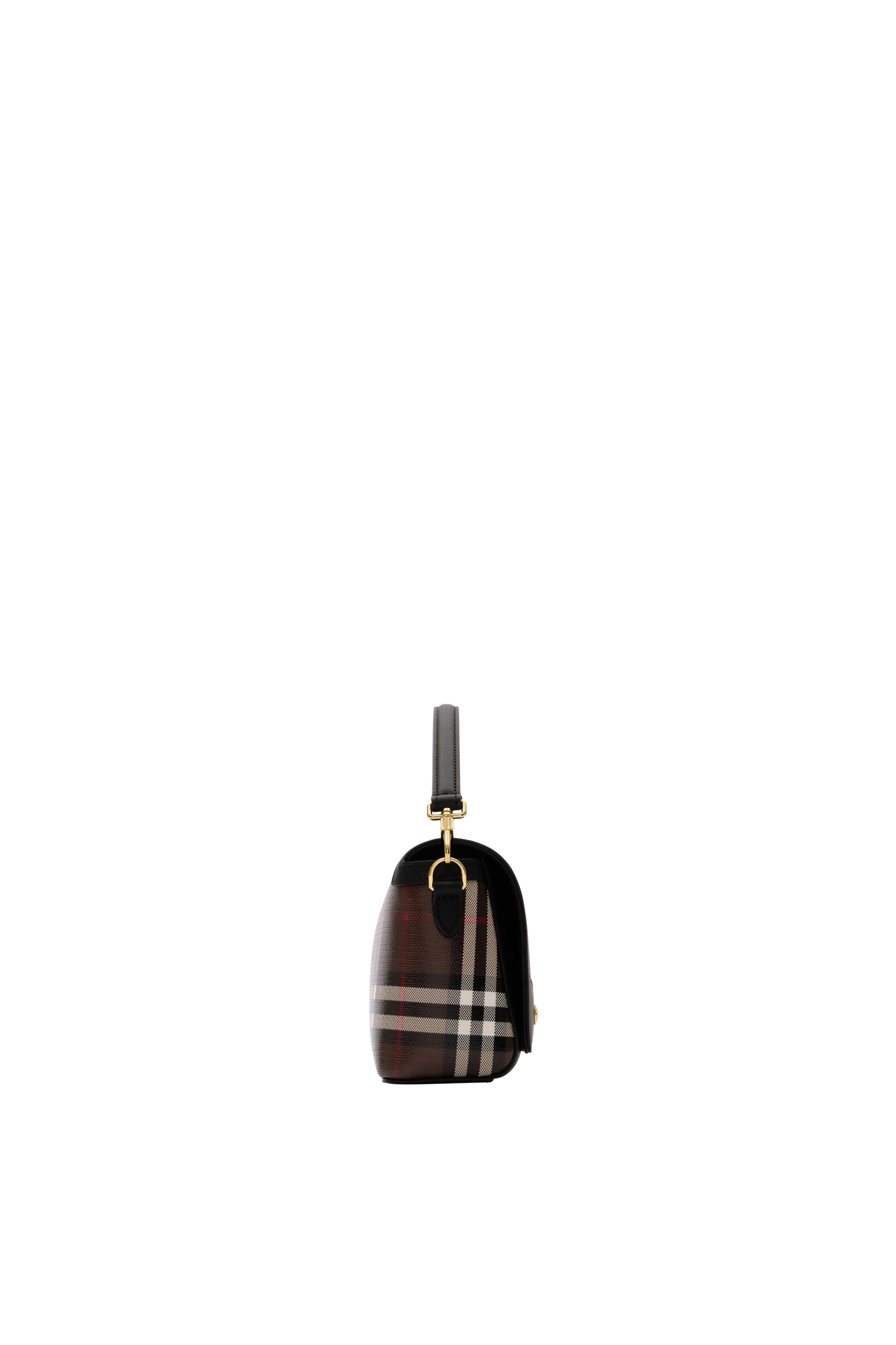 Burberry Note Top Handle Women's bags Small Brown Burberry Check Coated Canvas / Leather Trim New