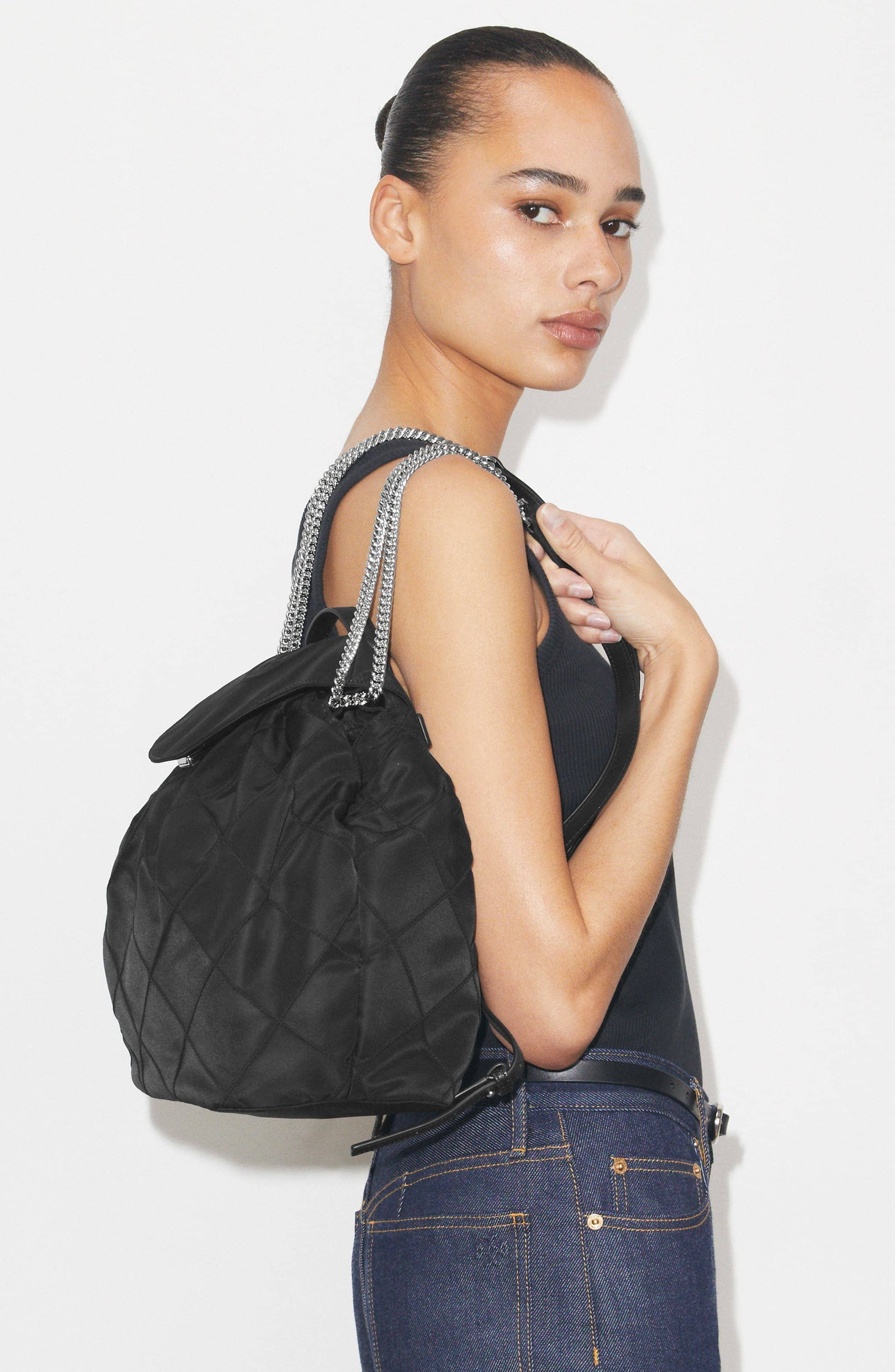 Tory Burch Fleming Backpack Women's bags Small Black Nylon New