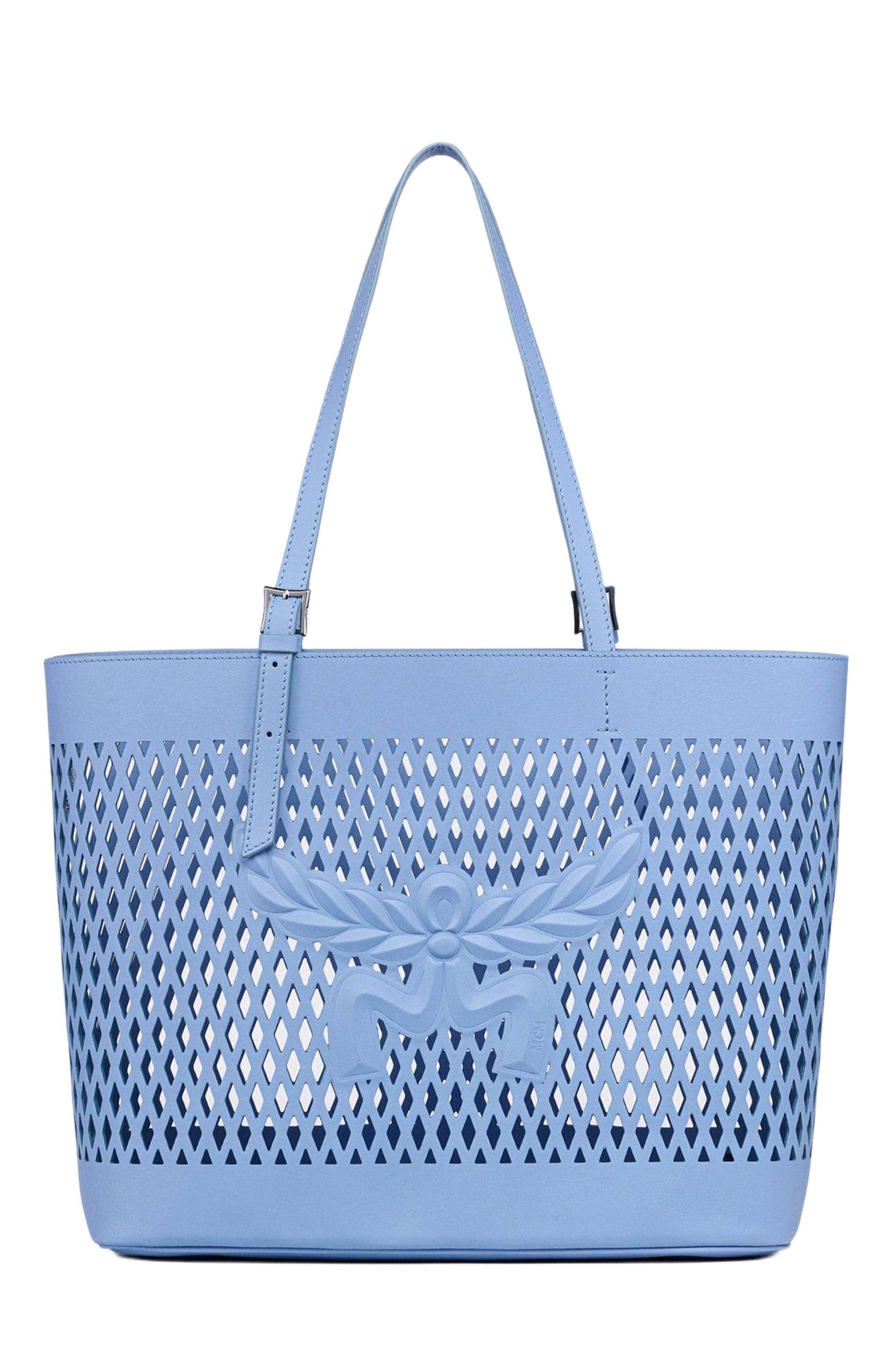 MCM Himmel Women's bags Blue Calfskin Shopper Medium New