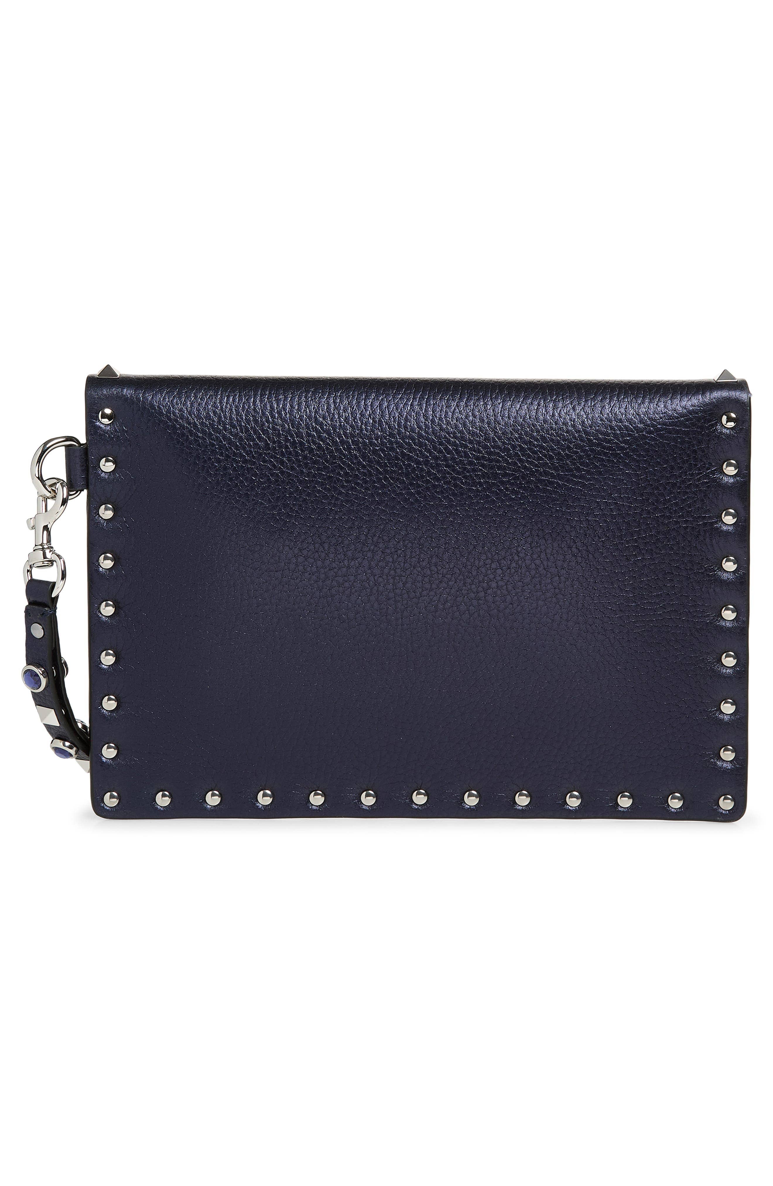 Valentino Garavani Rockstud Wristlet Women's bags Medium Brown Suede New