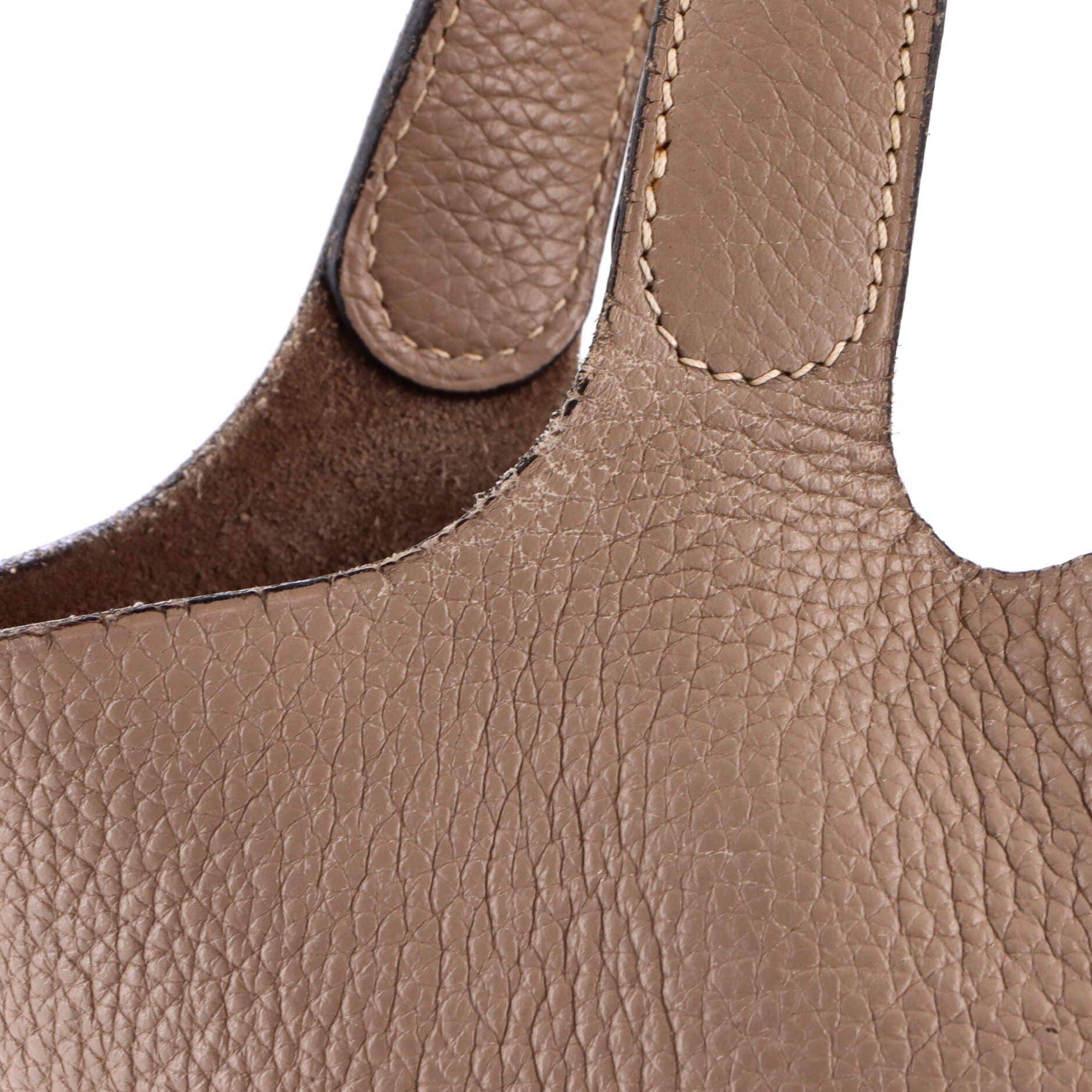 Hermès Picotin Bucket Bag Women's bags MM Bleu Nuit Felt Palladium New