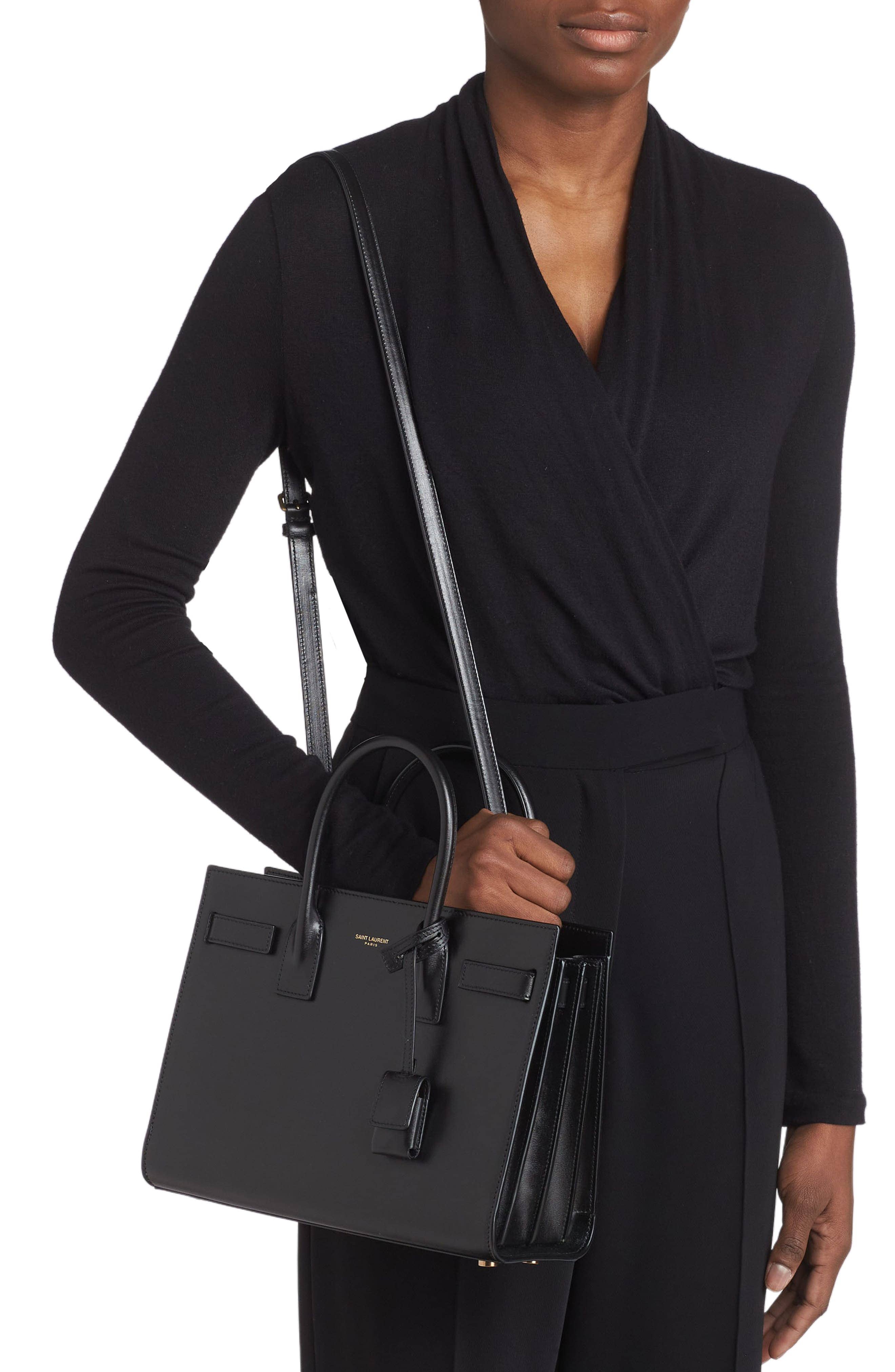 Saint Laurent Sac de Jour Tote Women's bags Baby Black Leather Gold New