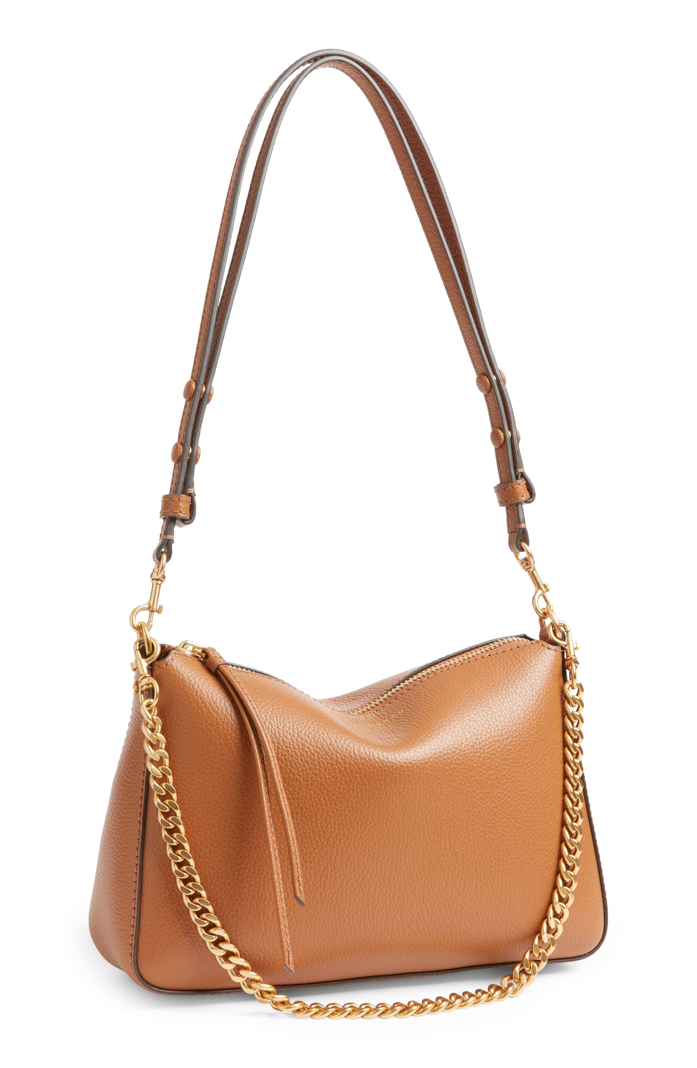Tory Burch Perry Women's bags Autumn Brown Pebbled Leather Shoulder Bag Small New