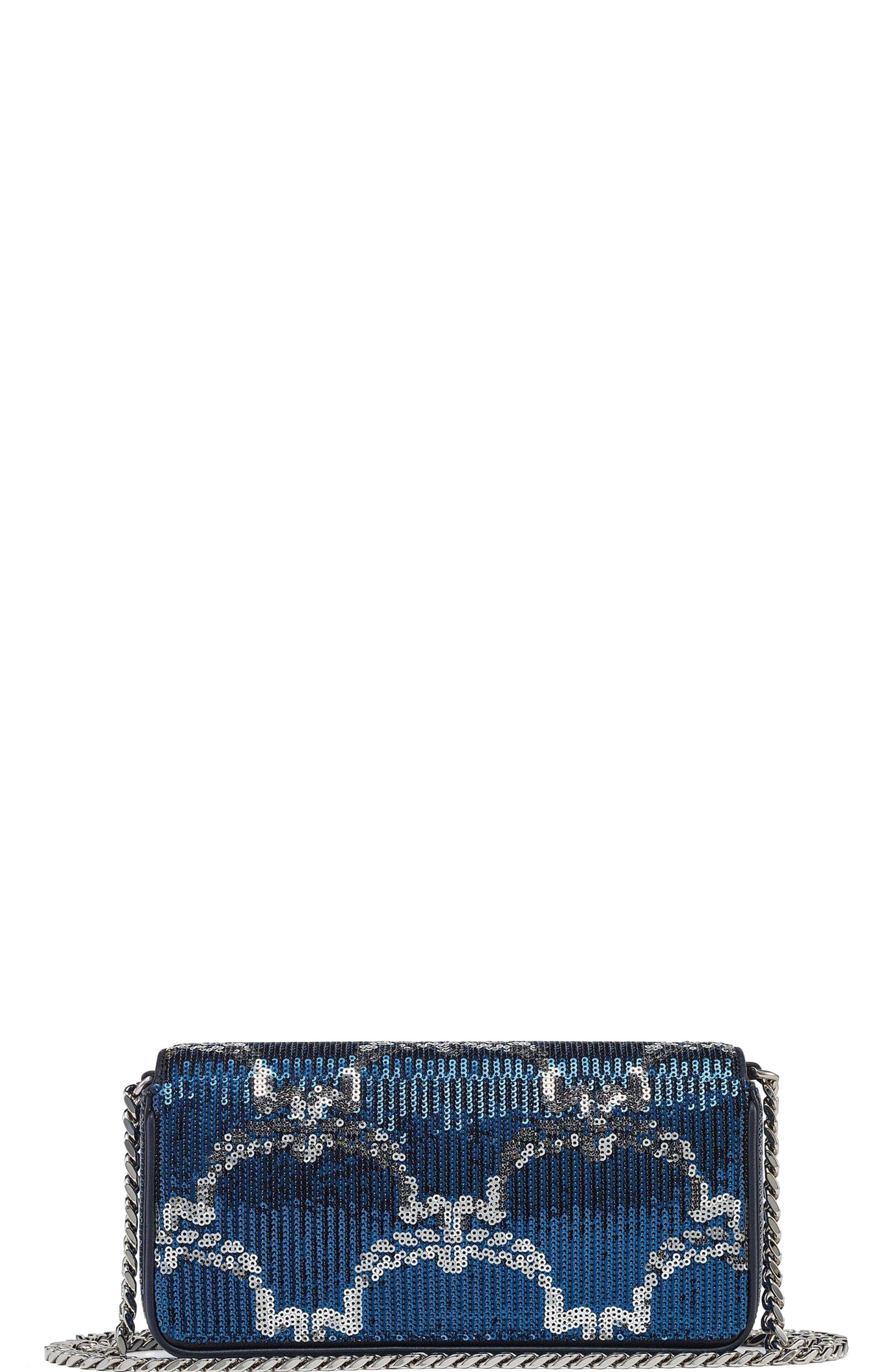 MCM Himmel Shoulder Bag Women's bags Unspecified Blue Sequin Monogram Leather New