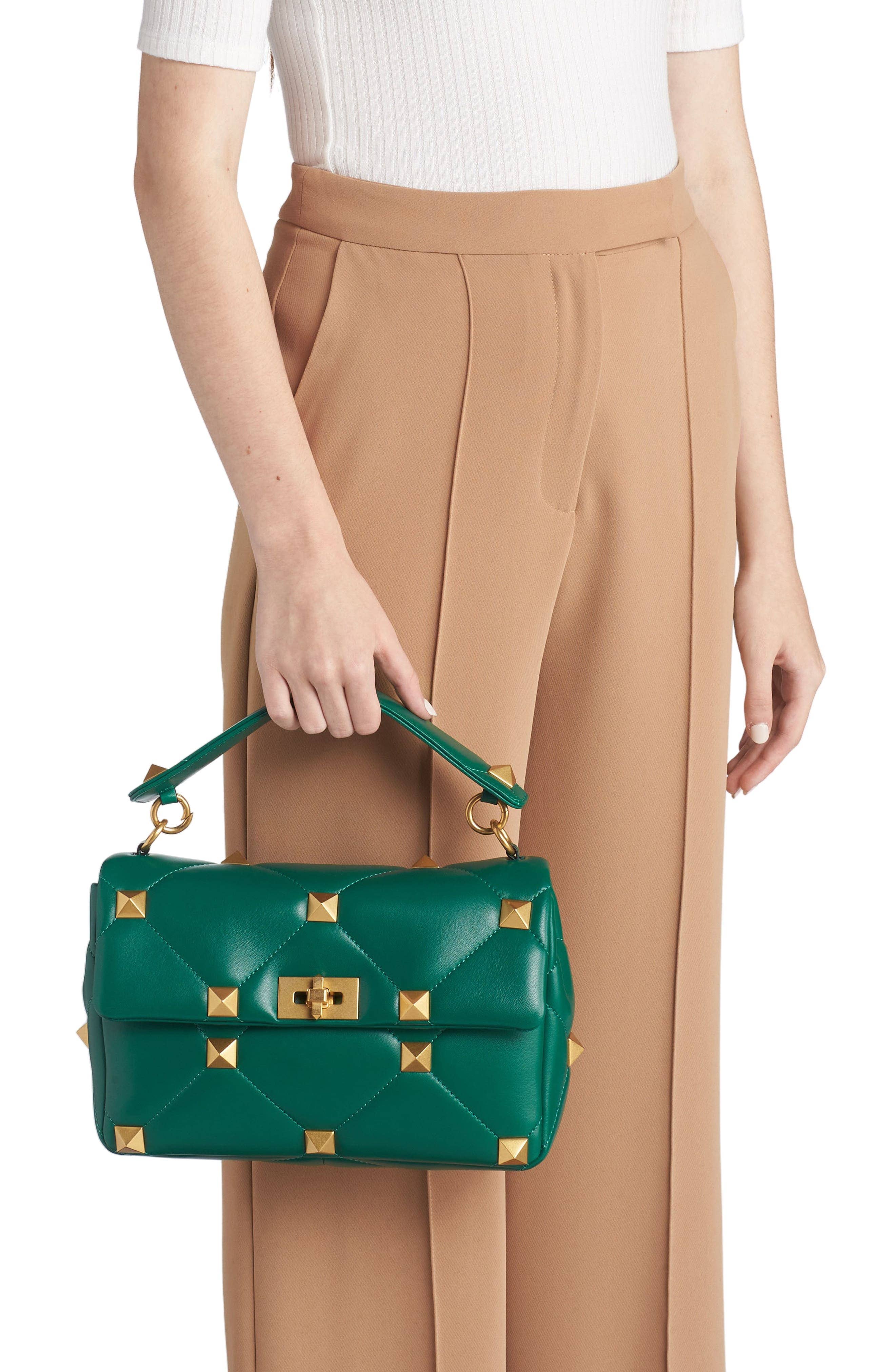 Valentino Garavani Roman Stud Bucket Bag Women's bags Green Raffia New