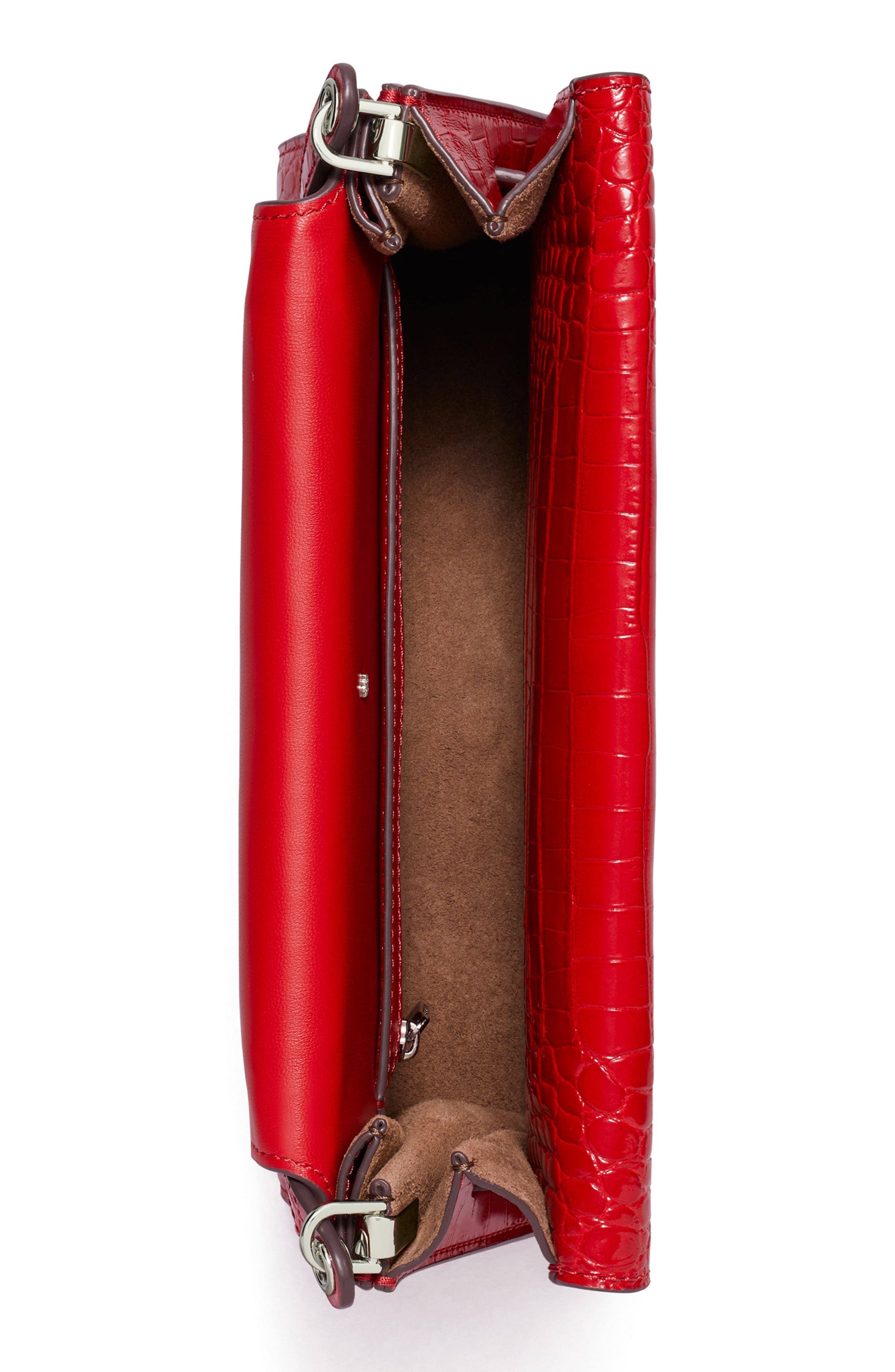 Tory Burch Lee Radziwill Shoulder Bag Women's bags Small Tory Red Embossed Leather New