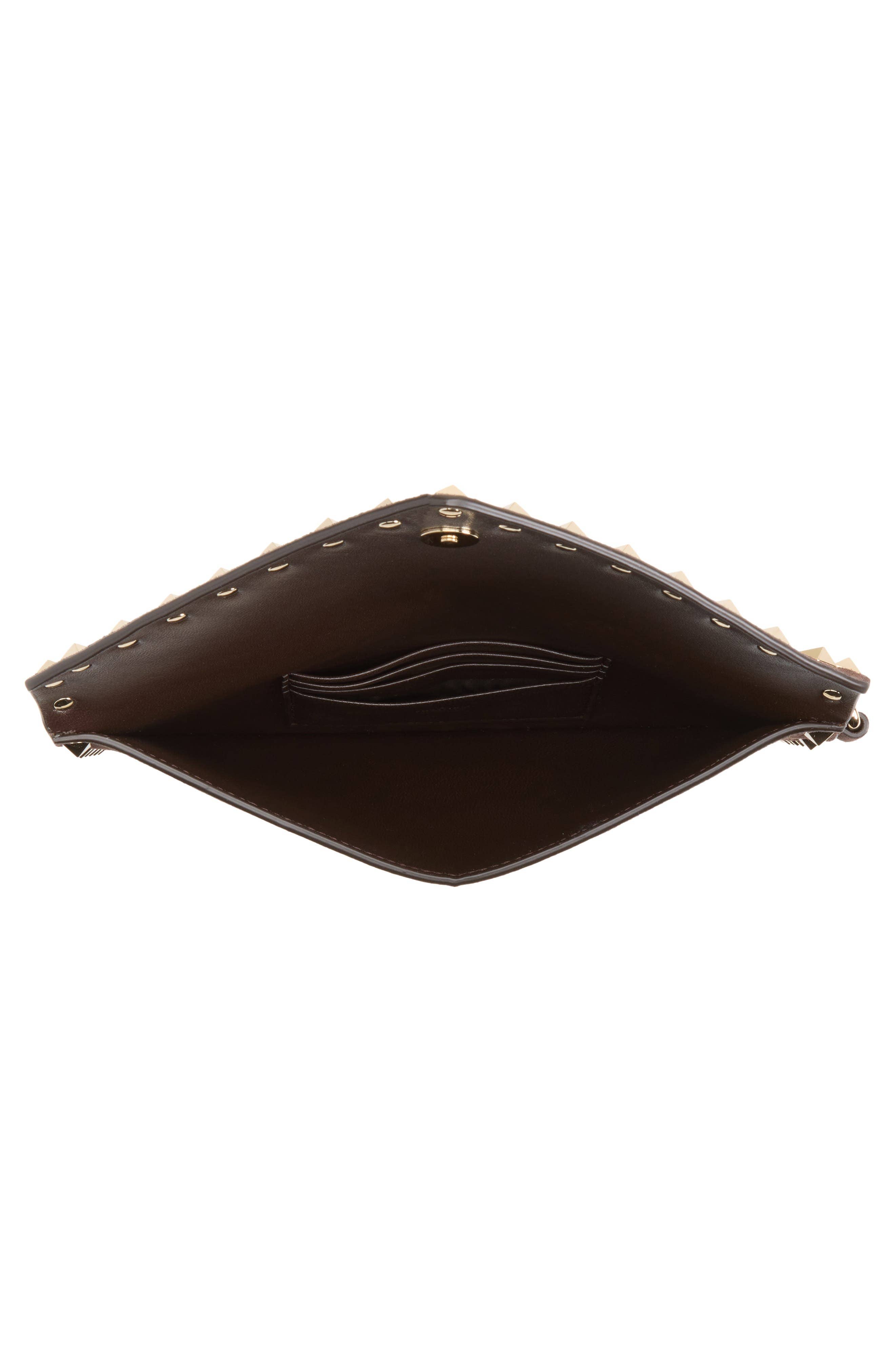 Valentino Garavani Rockstud Wristlet Women's bags Medium Brown Suede New