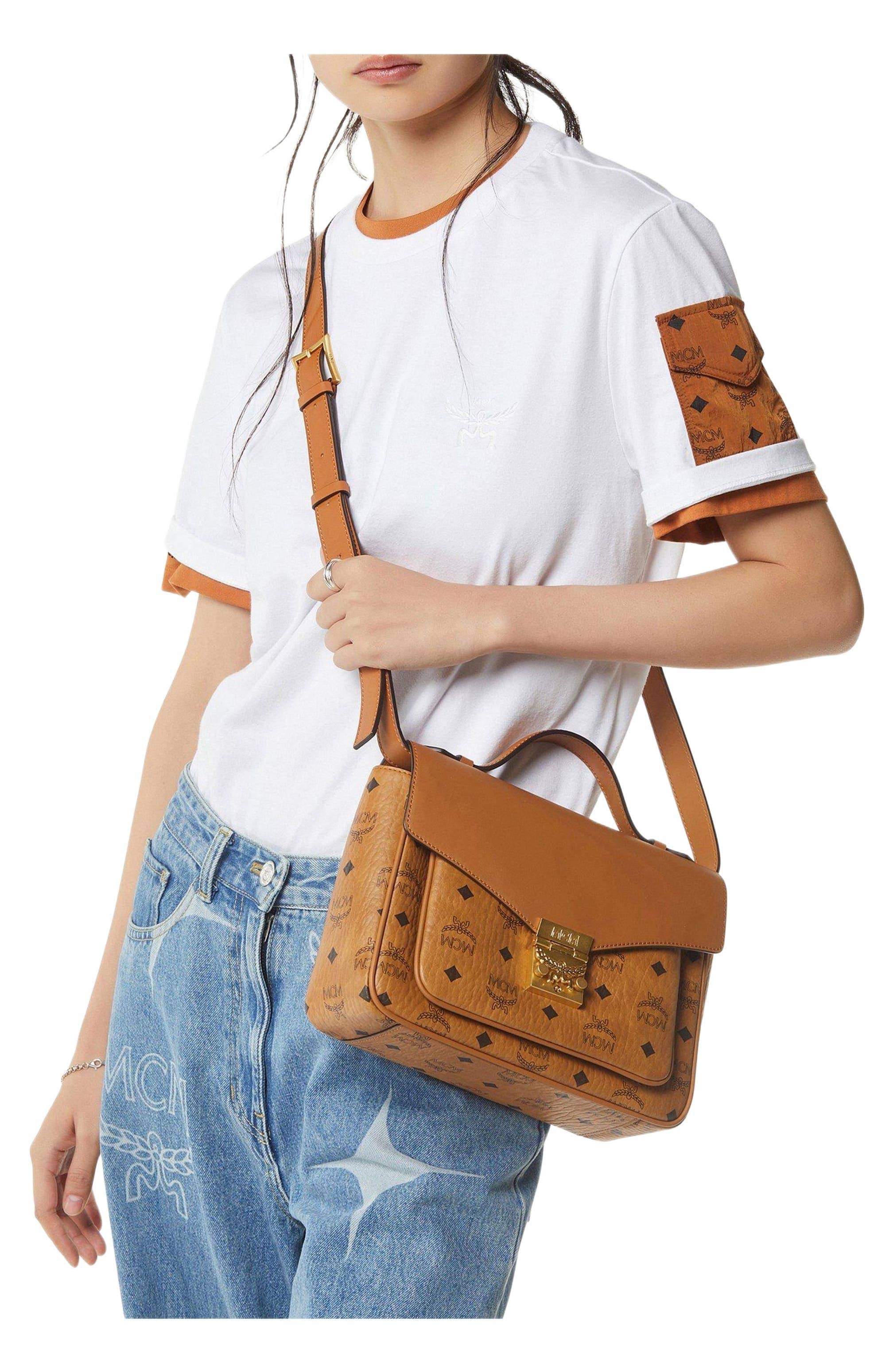 MCM Tracy Top Handle Women's bags Small Cognac Visetos New