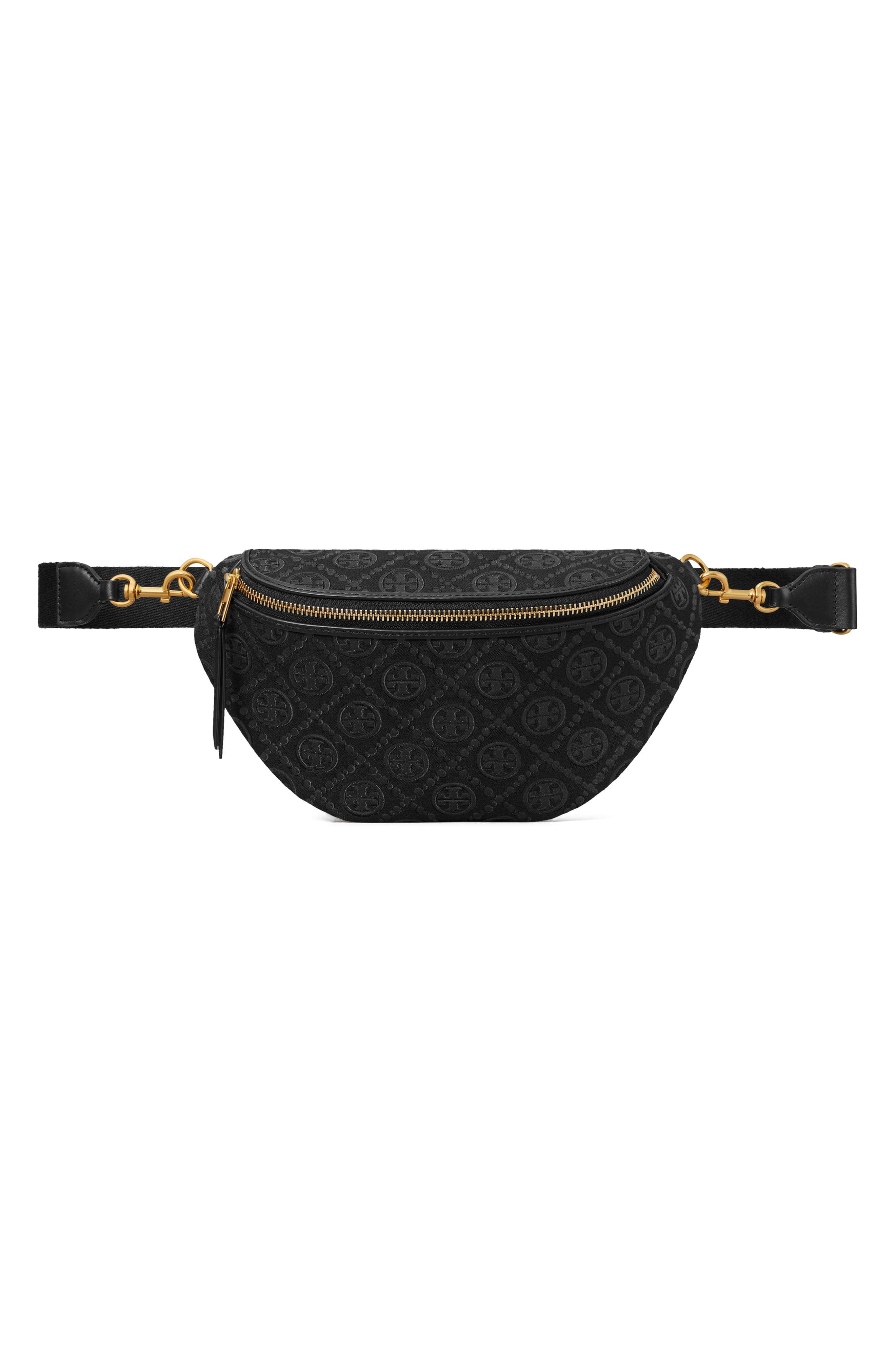 Tory Burch T Monogram Belt Bag Women's bags Black Jacquard New