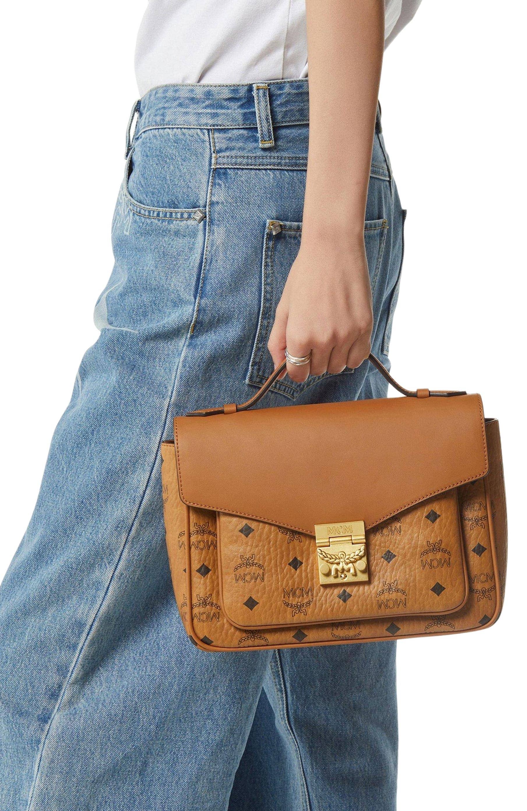 MCM Tracy Top Handle Women's bags Small Cognac Visetos New