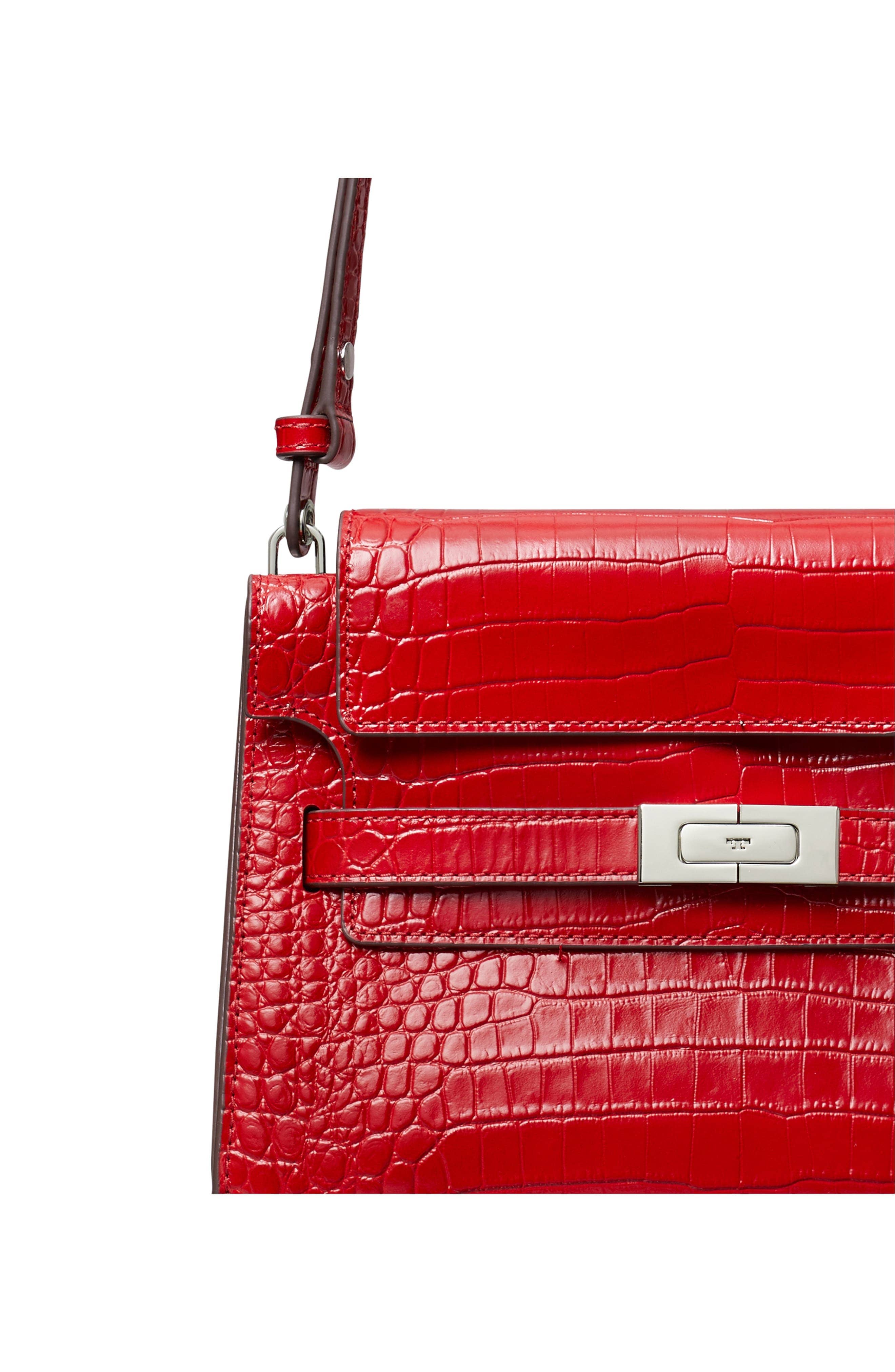 Tory Burch Lee Radziwill Shoulder Bag Women's bags Small Tory Red Embossed Leather New