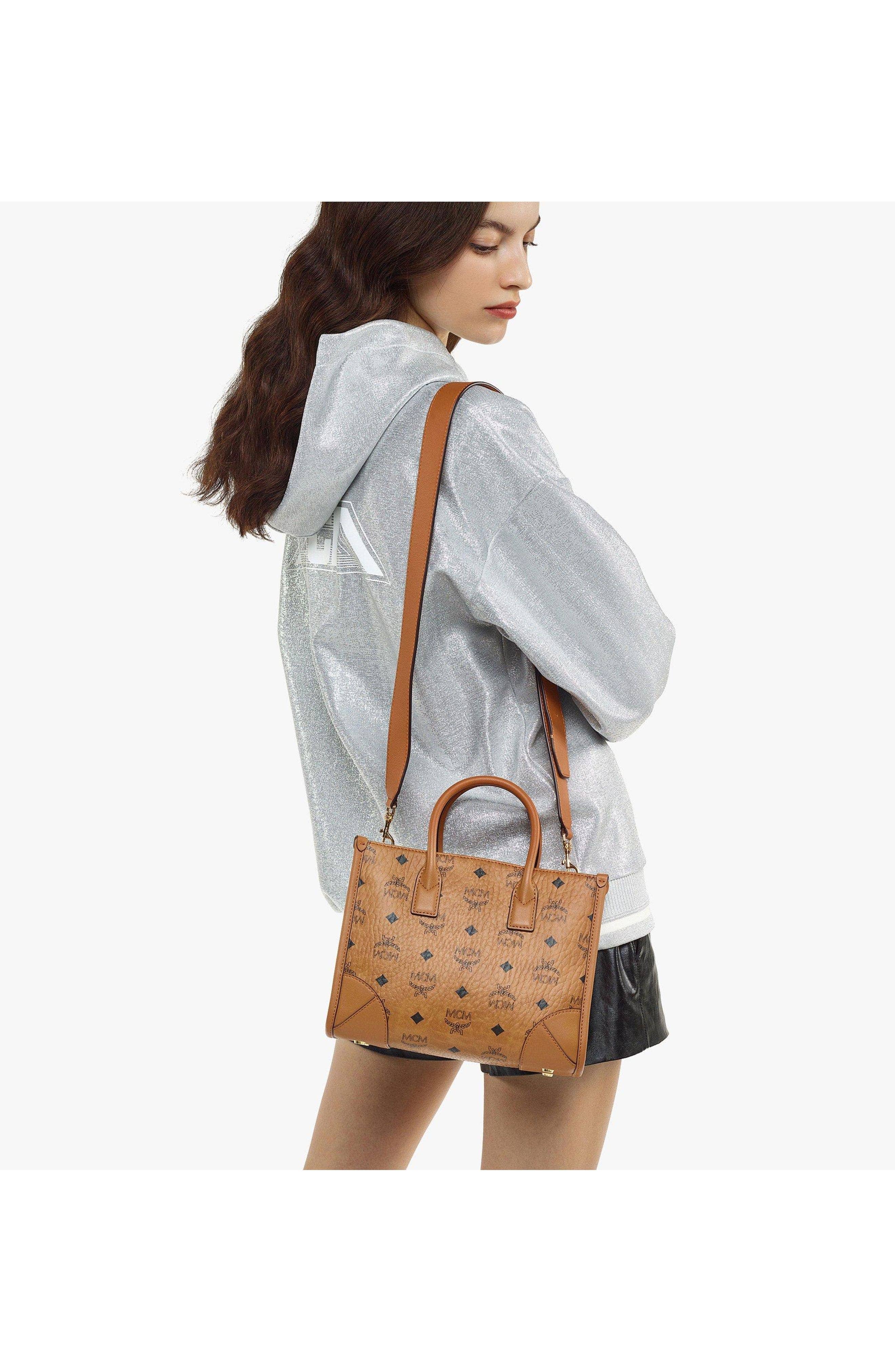 MCM München Tote Women's bags Small Cognac Visetos New