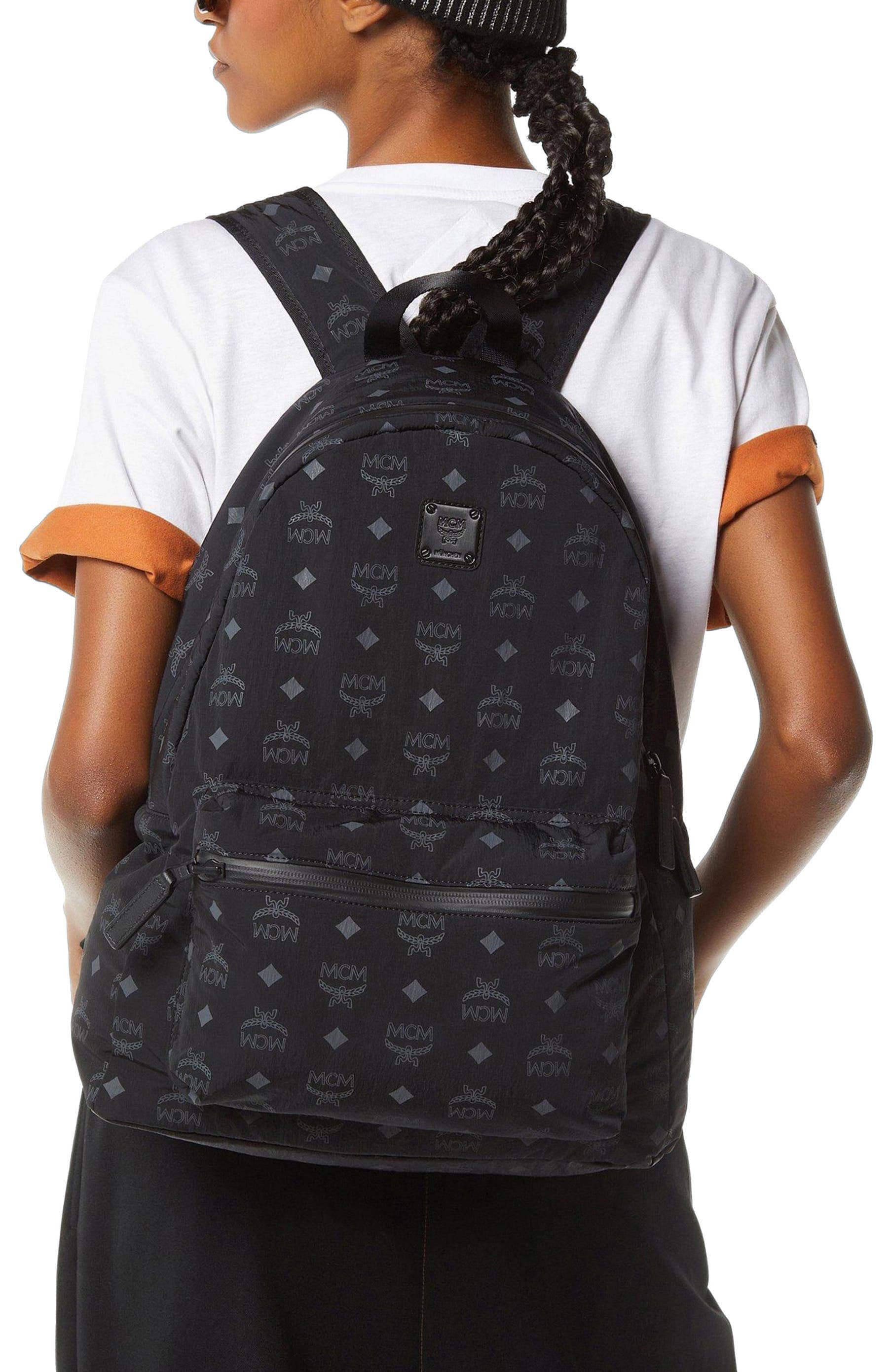 MCM Stark Women's bags Black Calfskin Backpack Mini New
