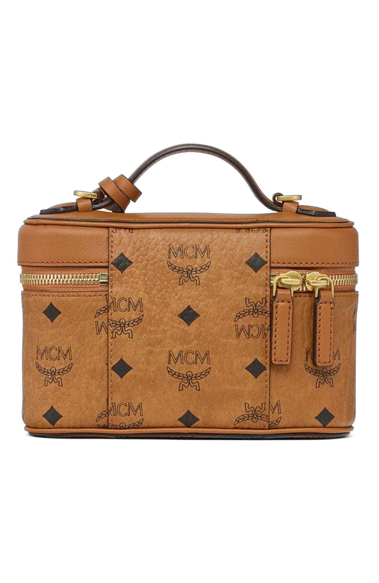 MCM Aren Top Handle Women's bags Unspecified Cognac Visetos Leather Mix New