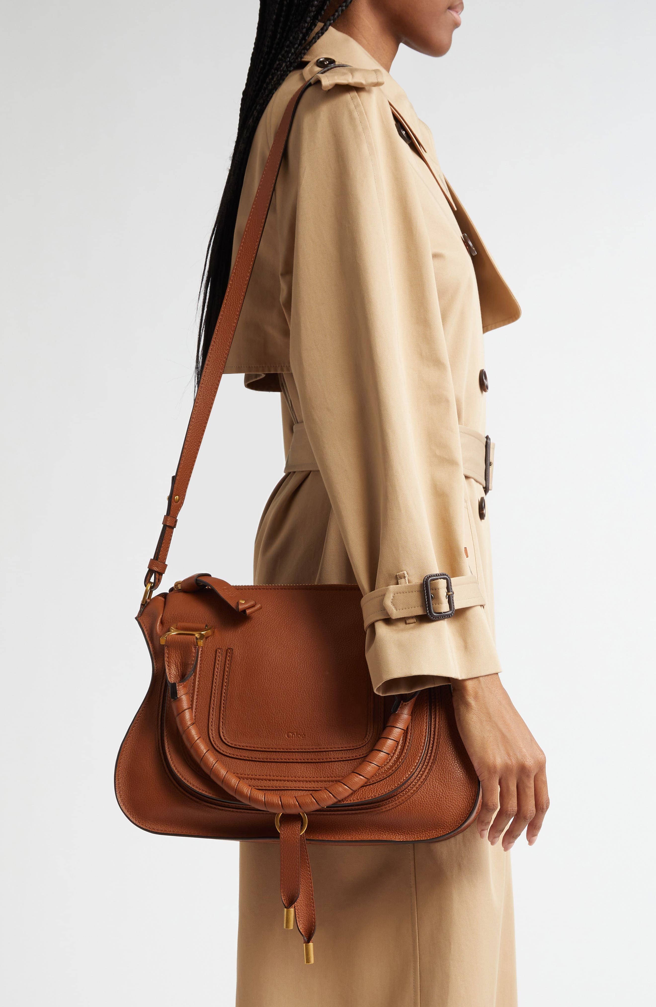 Chloé Marcie Top Handle Women's bags Hazelnut Brown Leather New