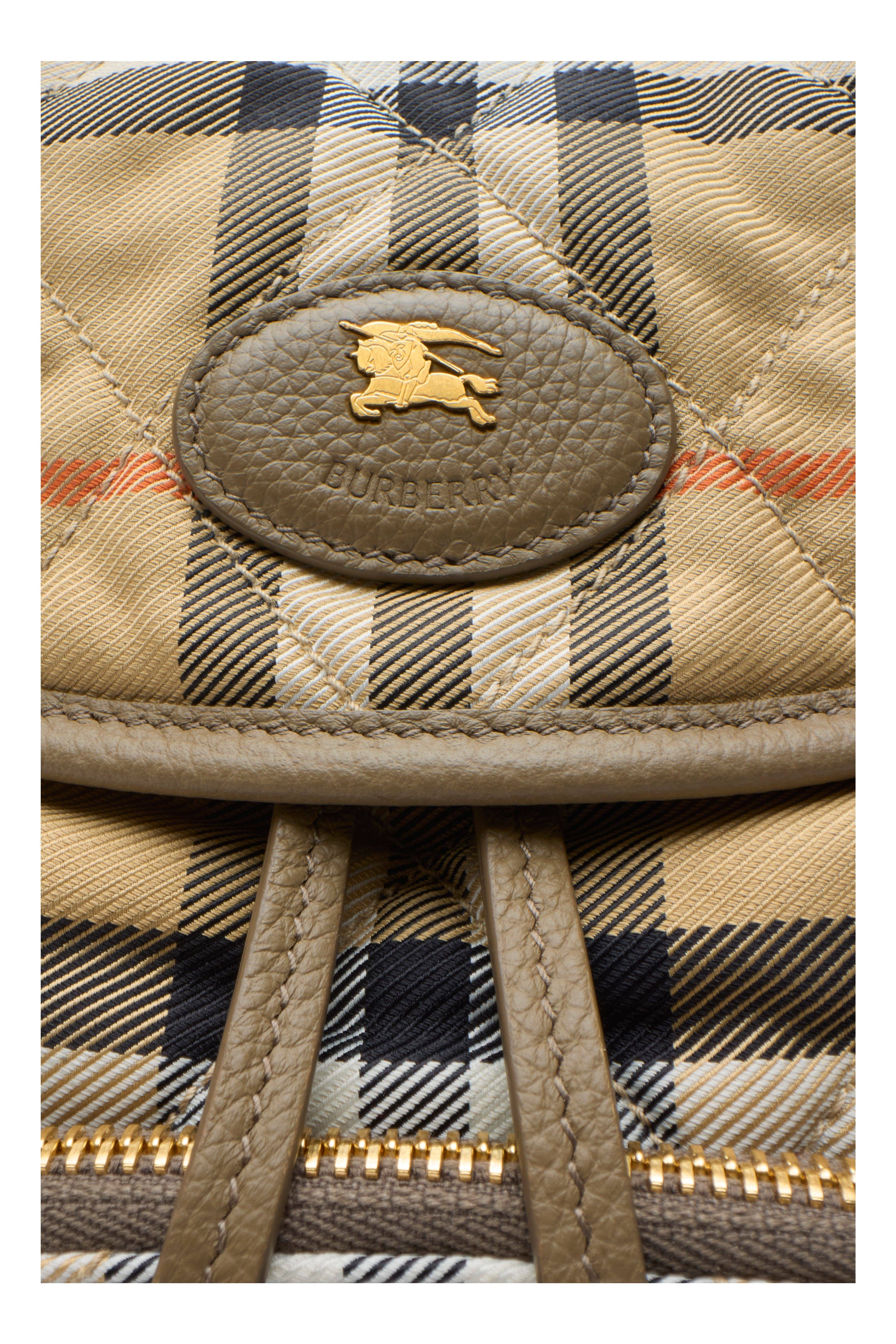 Burberry Horseshoe Backpack Women's bags Mini Archive Beige Nylon (Burberry Check) New