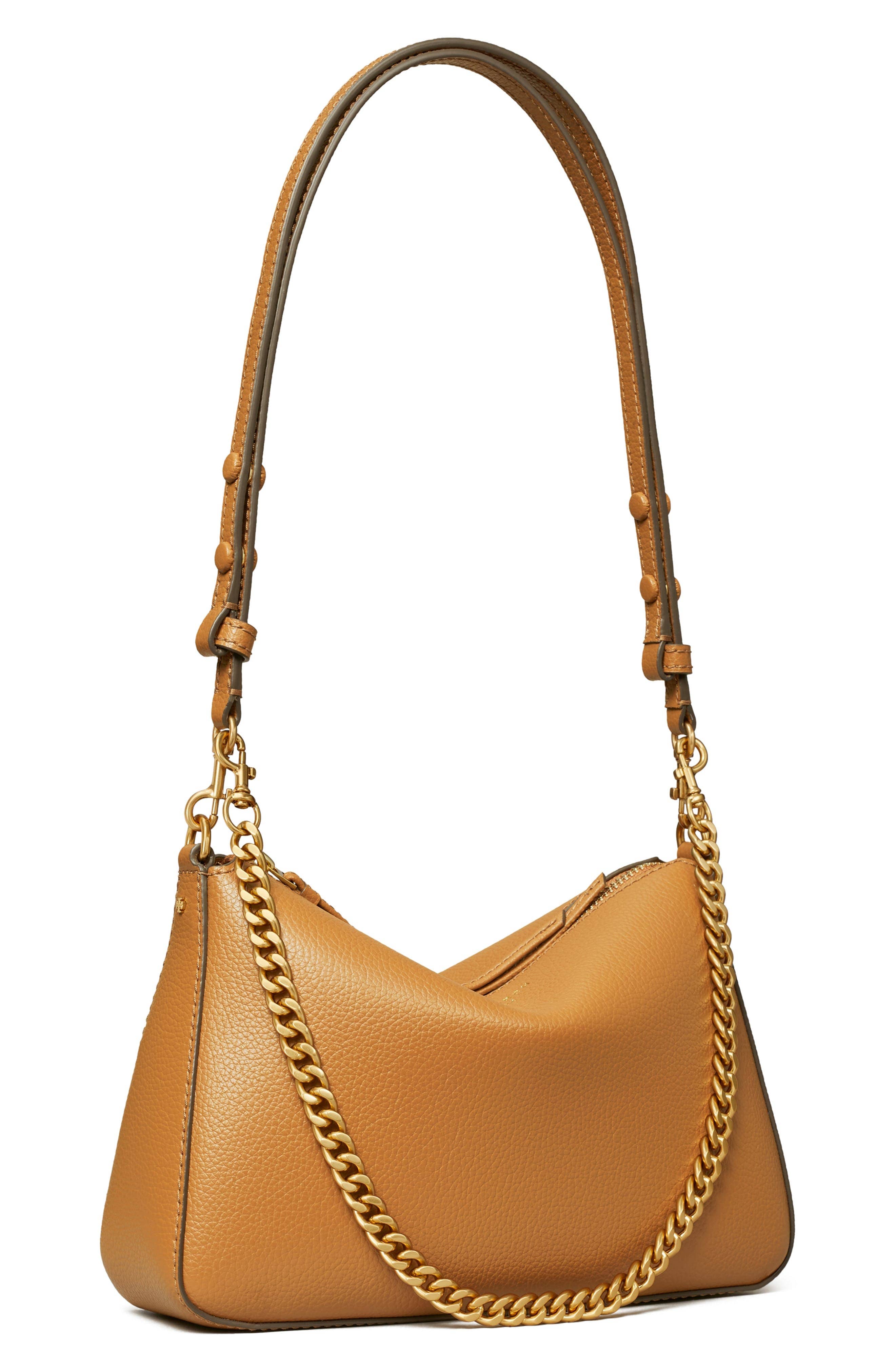 Tory Burch Perry Women's bags Autumn Brown Pebbled Leather Shoulder Bag Small New