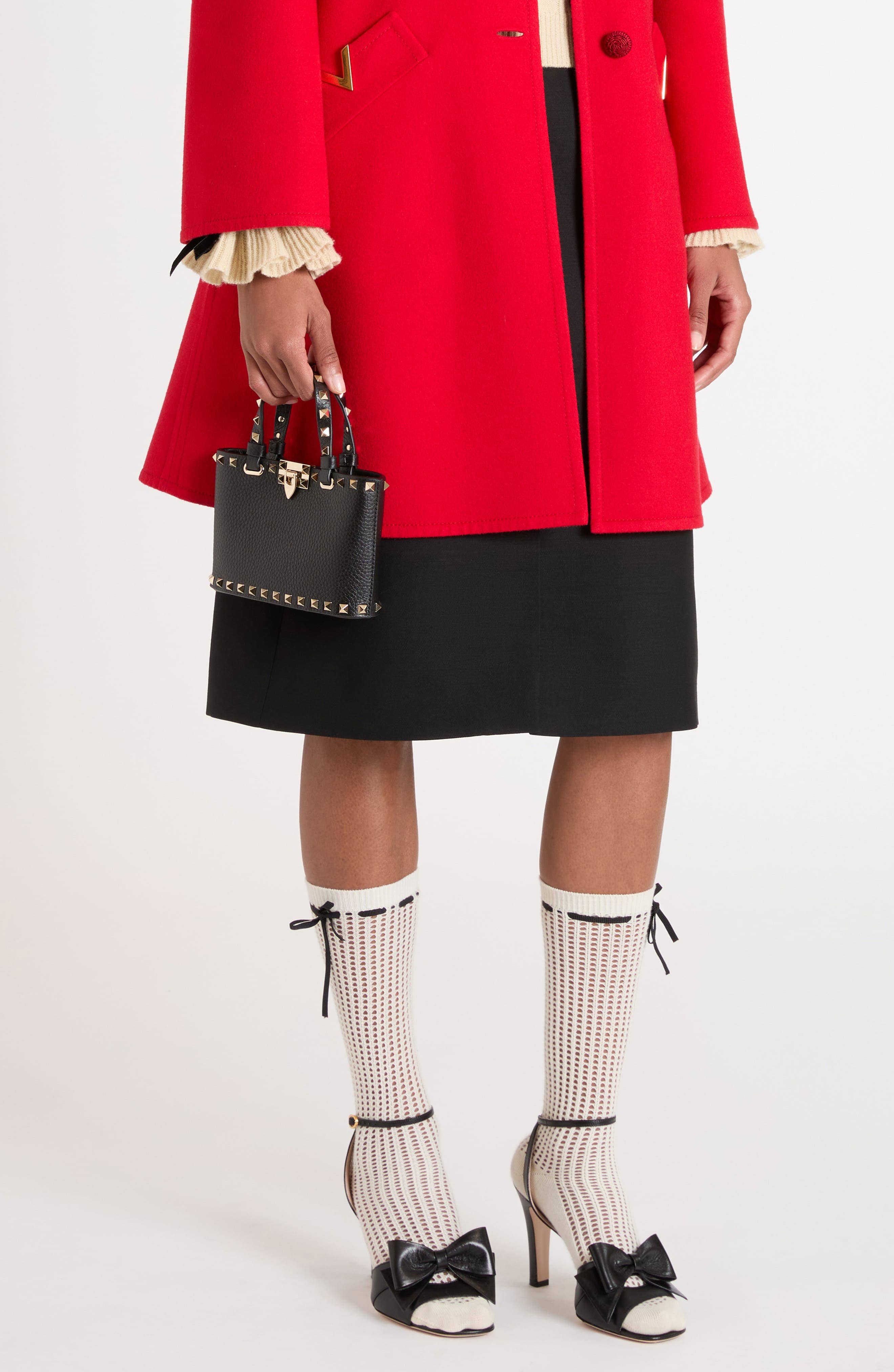 Valentino Garavani Rockstud Top Handle Women's bags Small Red Leather New