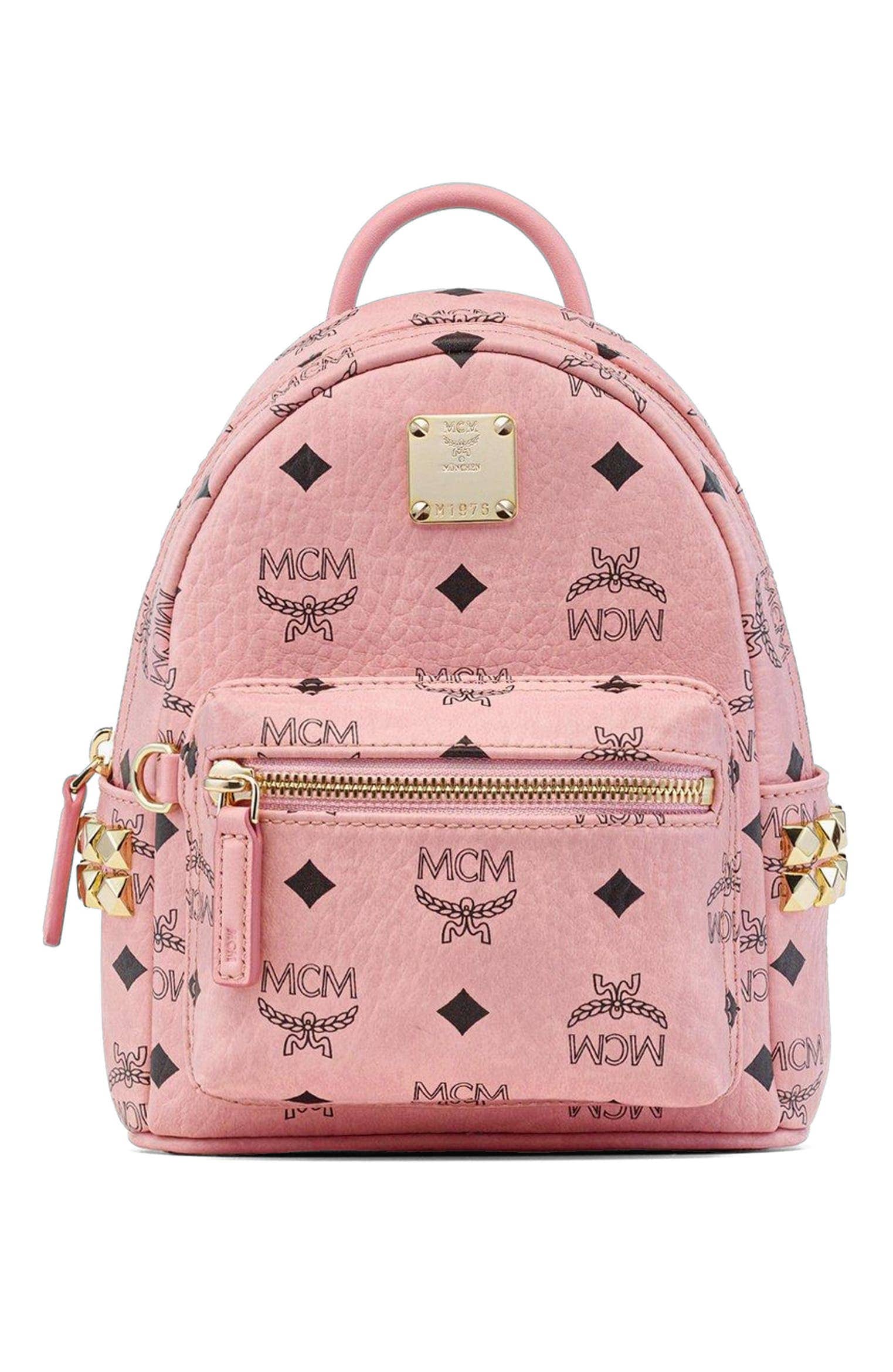 MCM Stark Bebe Boo Women's bags Pink Visetos Side Studs Backpack New