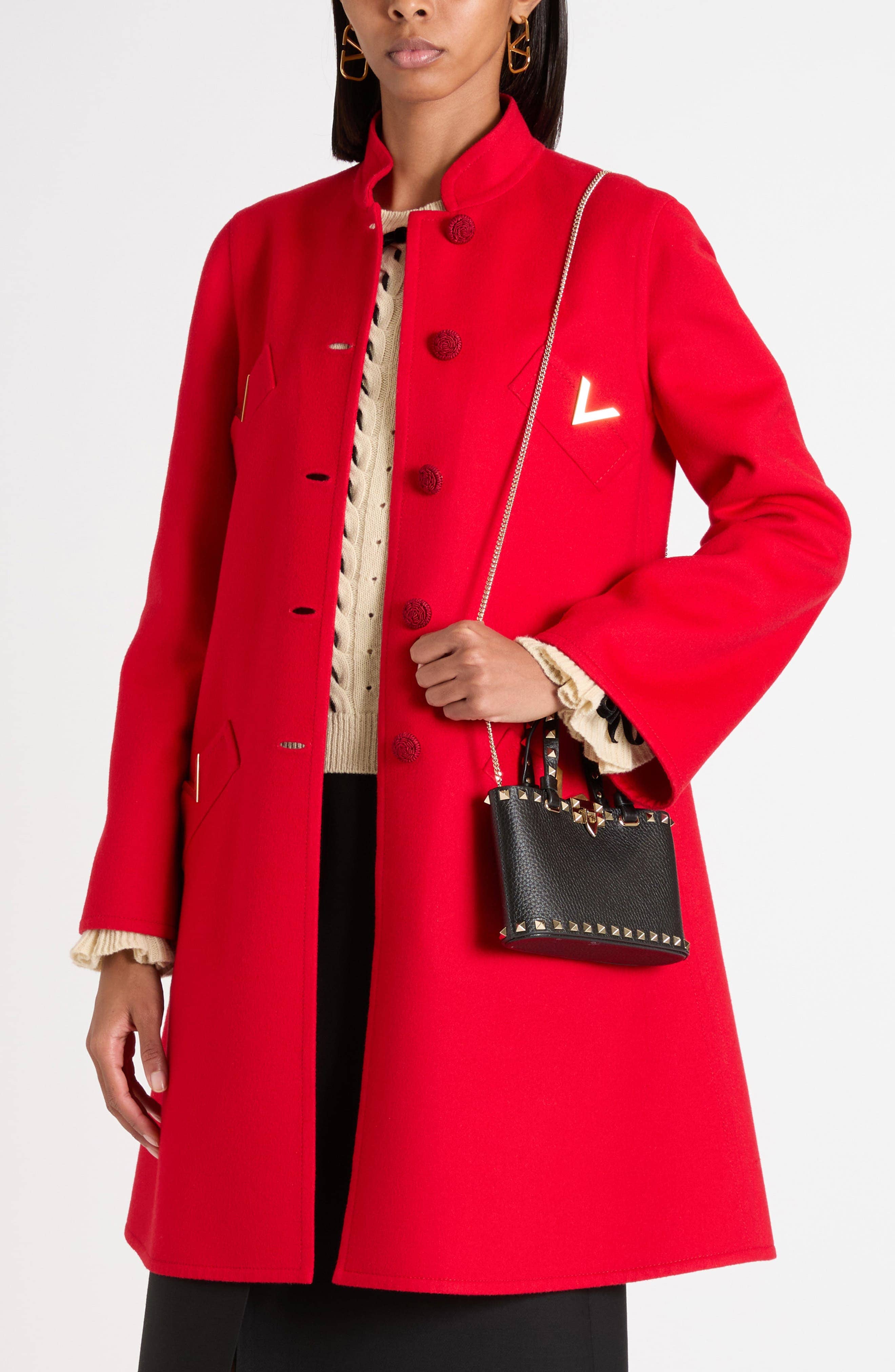 Valentino Garavani Rockstud Top Handle Women's bags Small Red Leather New