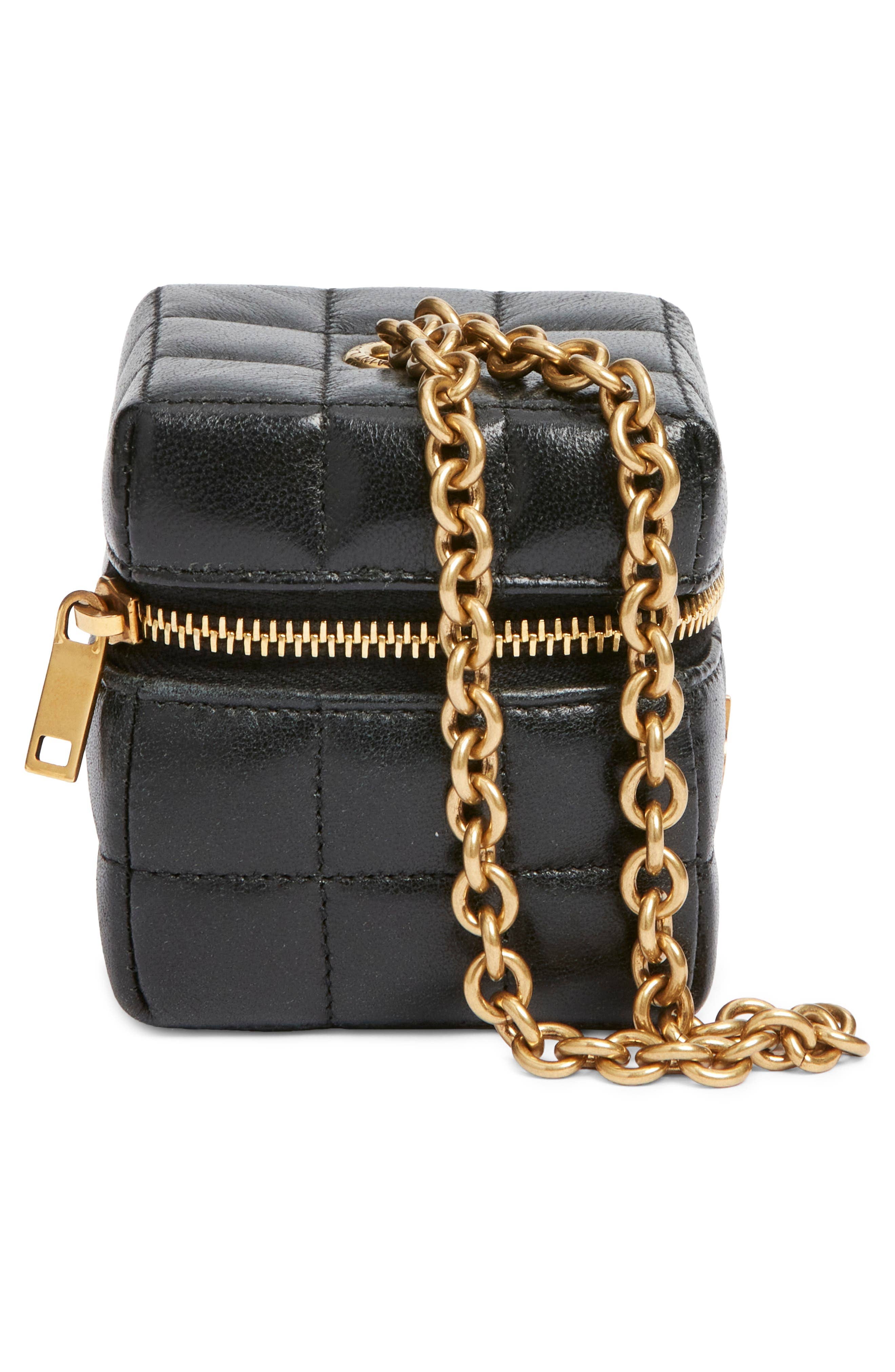 Saint Laurent Cassandre Matelassé Pouch Women's bags Unspecified Black Grain De Poudre Gold New