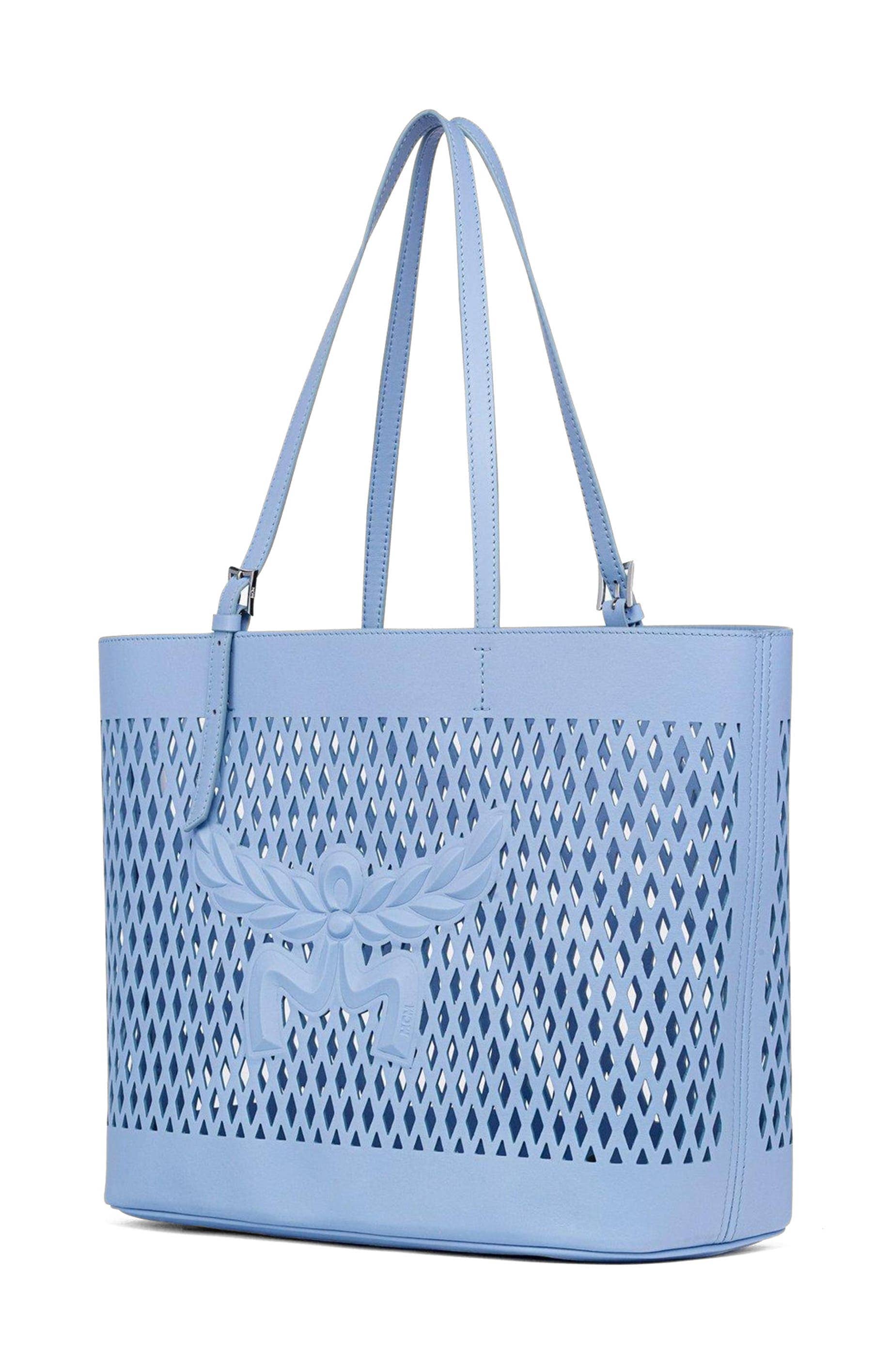 MCM Himmel Women's bags Blue Calfskin Shopper Medium New
