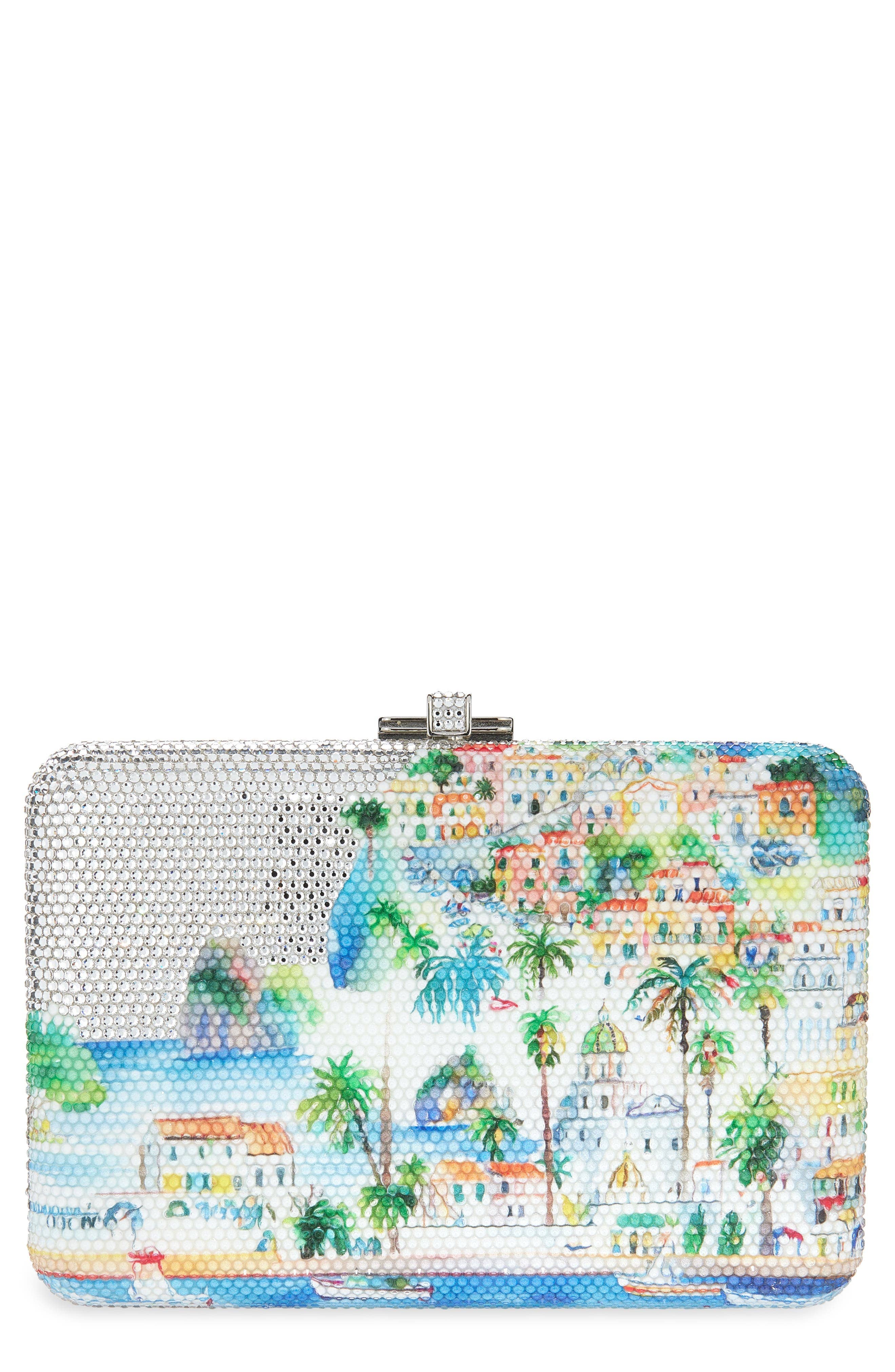 Judith Leiber Slim Rectangle Clutch Women's bags Silver New
