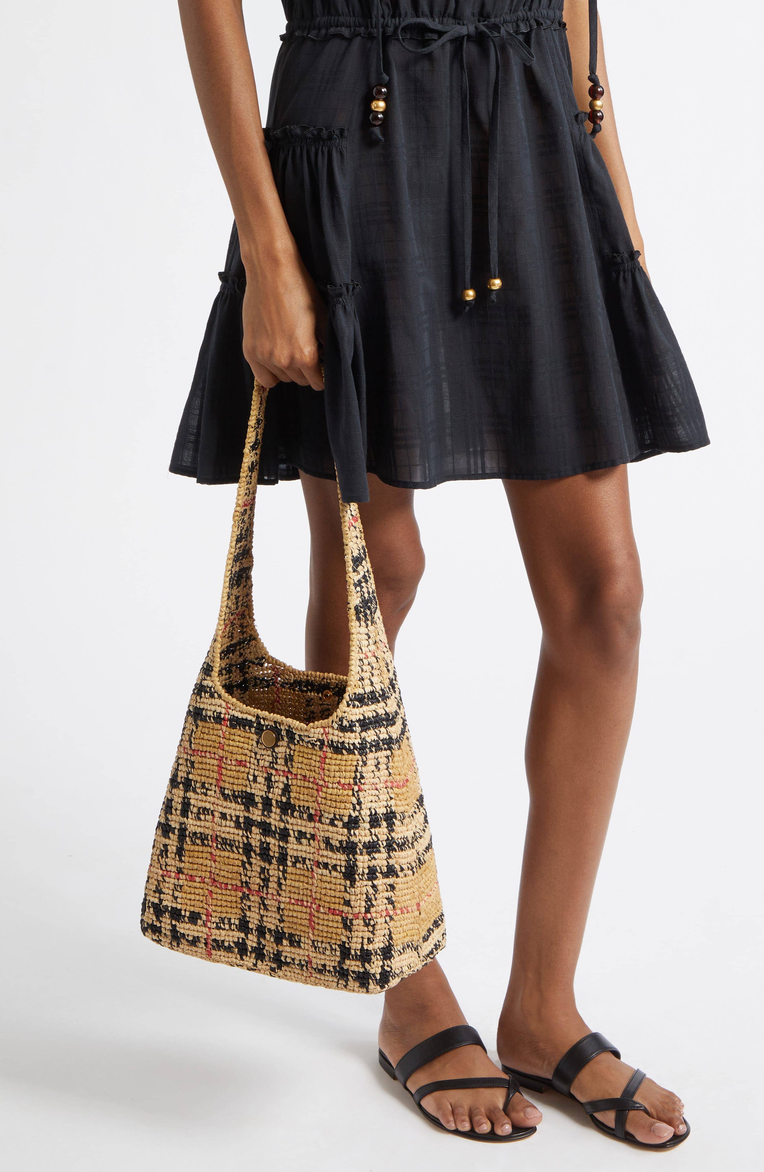 Burberry Margate Shoulder Bag Women's bags Sand Raffia New