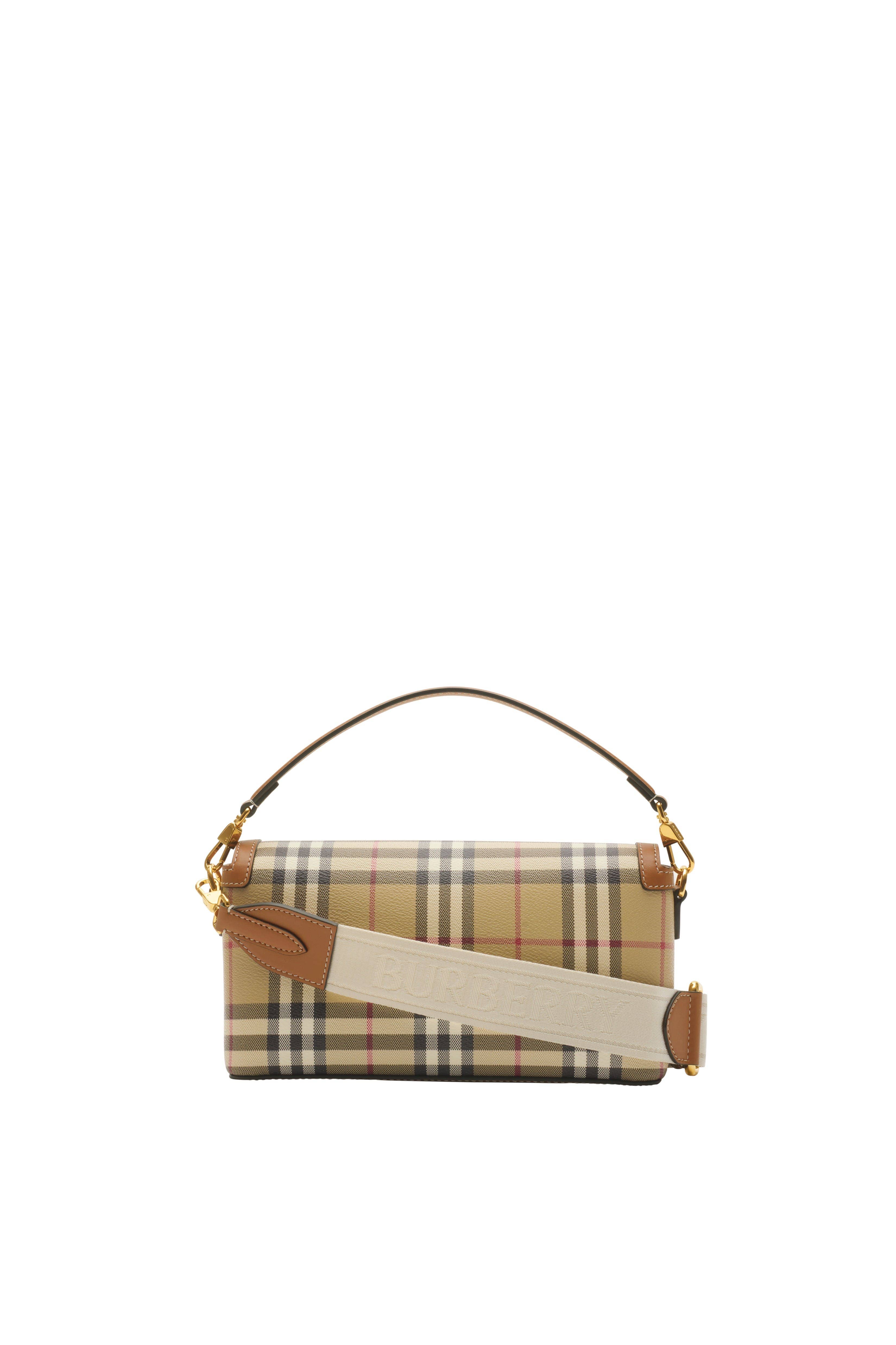 Burberry Note Top Handle Women's bags Small Brown Burberry Check Coated Canvas / Leather Trim New